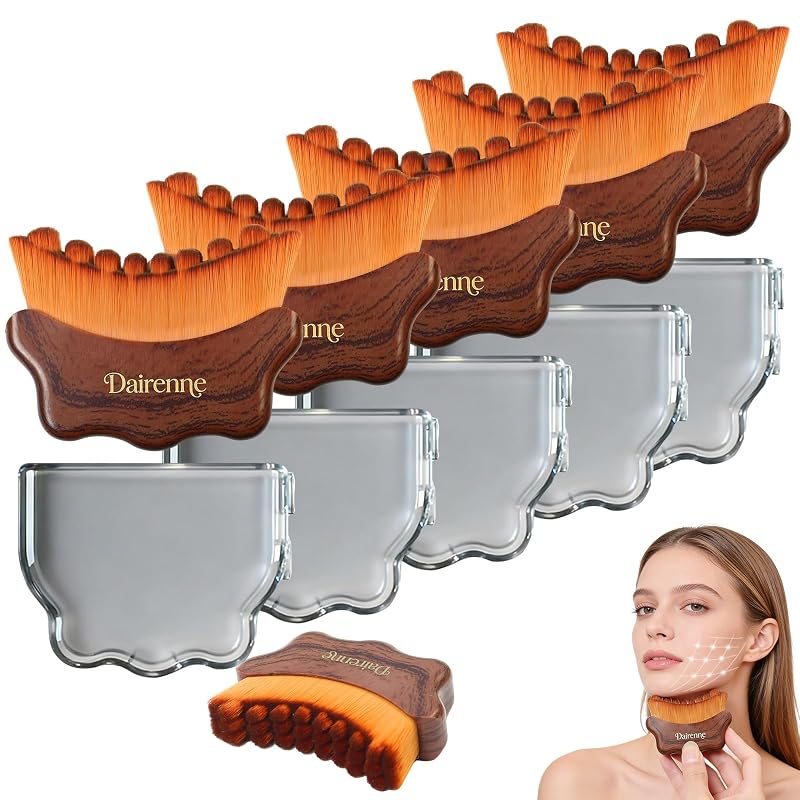 Pincel para Contorno Facial Dairenne Marrom, Pacote com 5