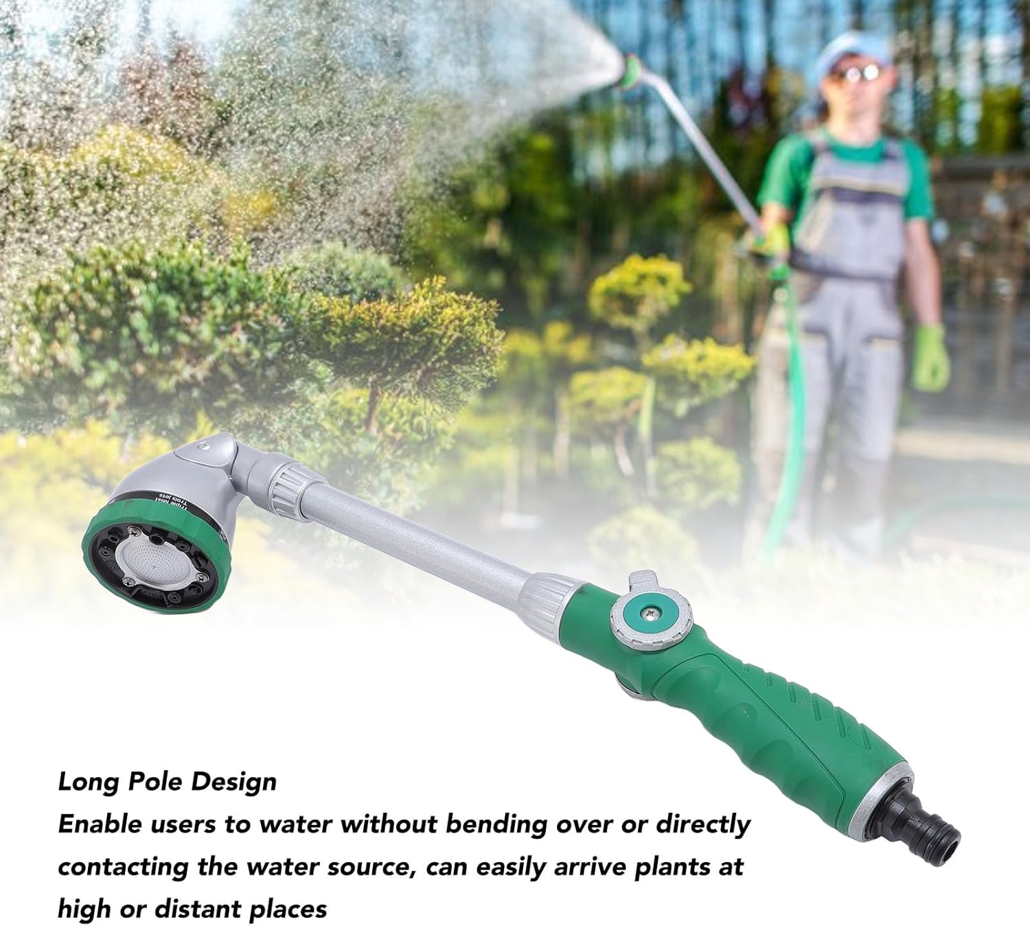 Garden Watering Wand Multi Spray Modes, Long Pole Hose Nozzle Sprayer, ABS Material, Lightweight - Ergonomic Handle, Durable Design for Gardening and Car Washing