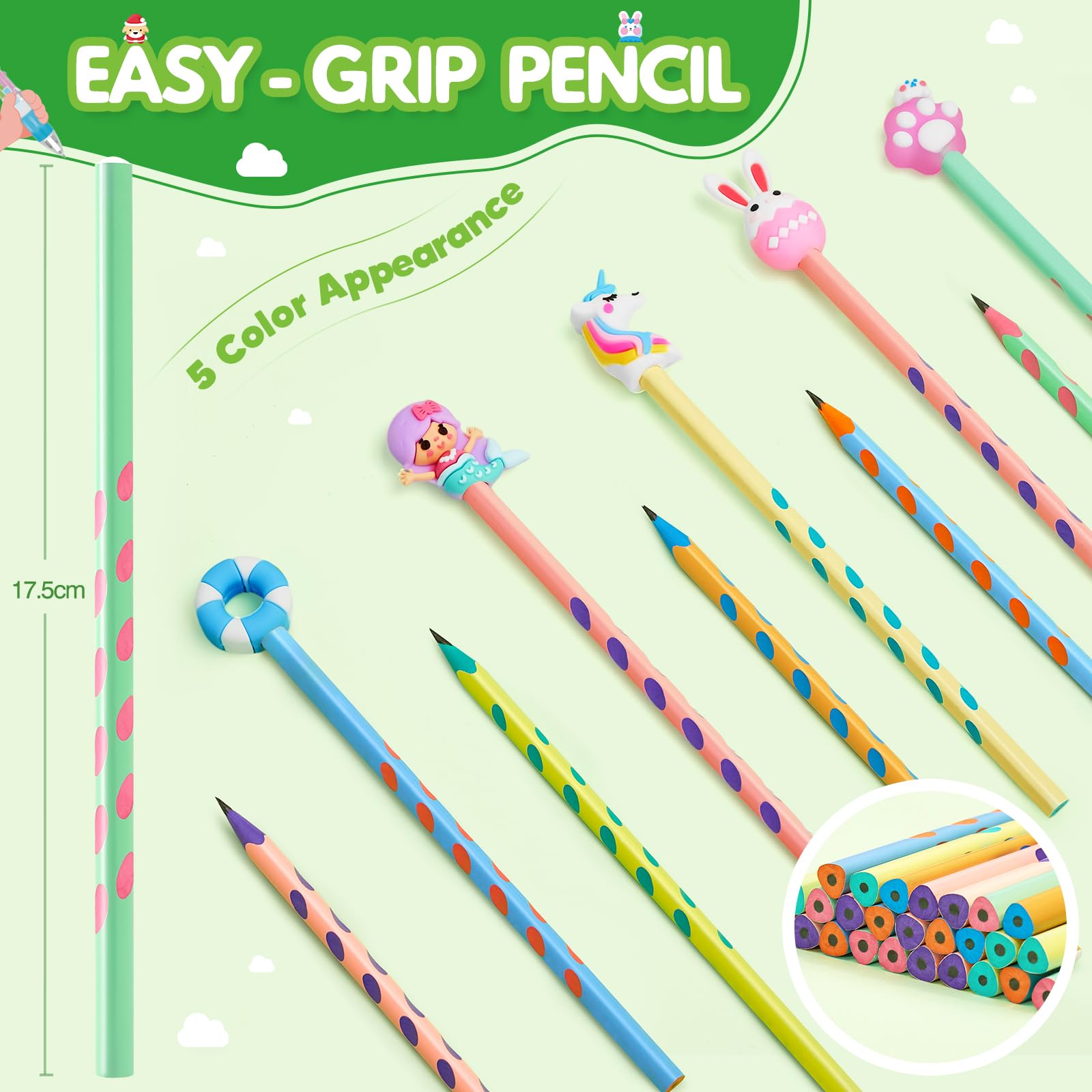 Lot 48 Stylos & Crayons Enfants – 24 Stylos 4 Couleurs + 24 Crayons Avec 48 Capuchons Animaux Mignons – Cadeau Top Anniversaire !