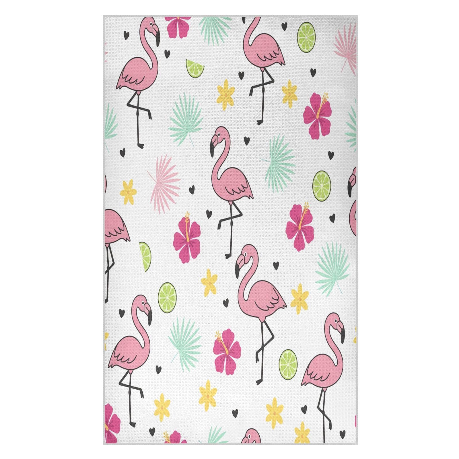 BURSTDDY Flamingos Kitchen Towels,Absorbent Dish Towels 2 Pack