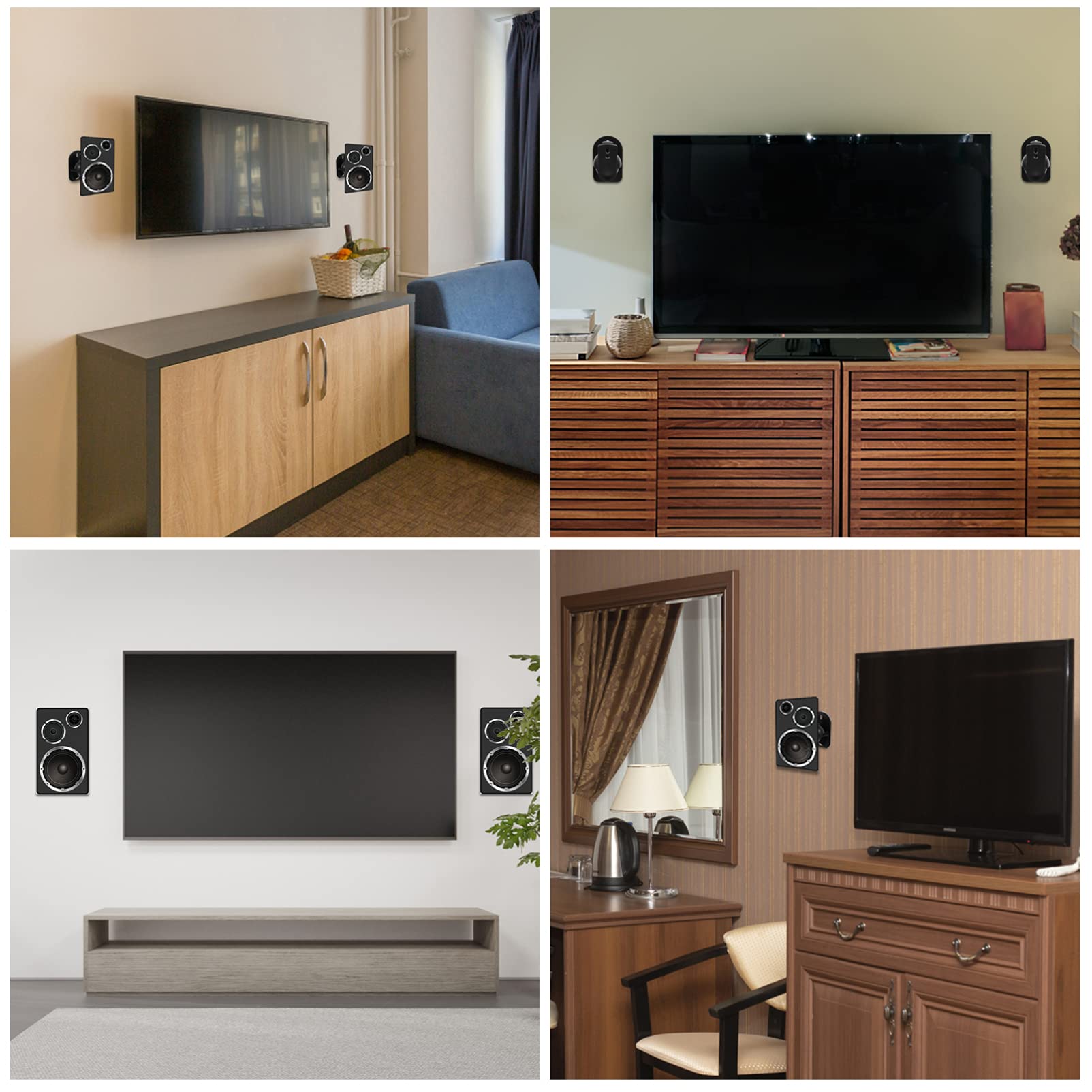 6sets Supporti Parete Per Altoparlanti Di Staffe Regolabili Per Diffusori Surround Resistente e Facile Da Installare Per Casa e Ufficio