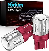Yorkim 7443 LED Bulbs Red - 300% Brighter 7440 T20 W21W Projector Bulbs for Brake Tail Stop Lights, Pack of 2