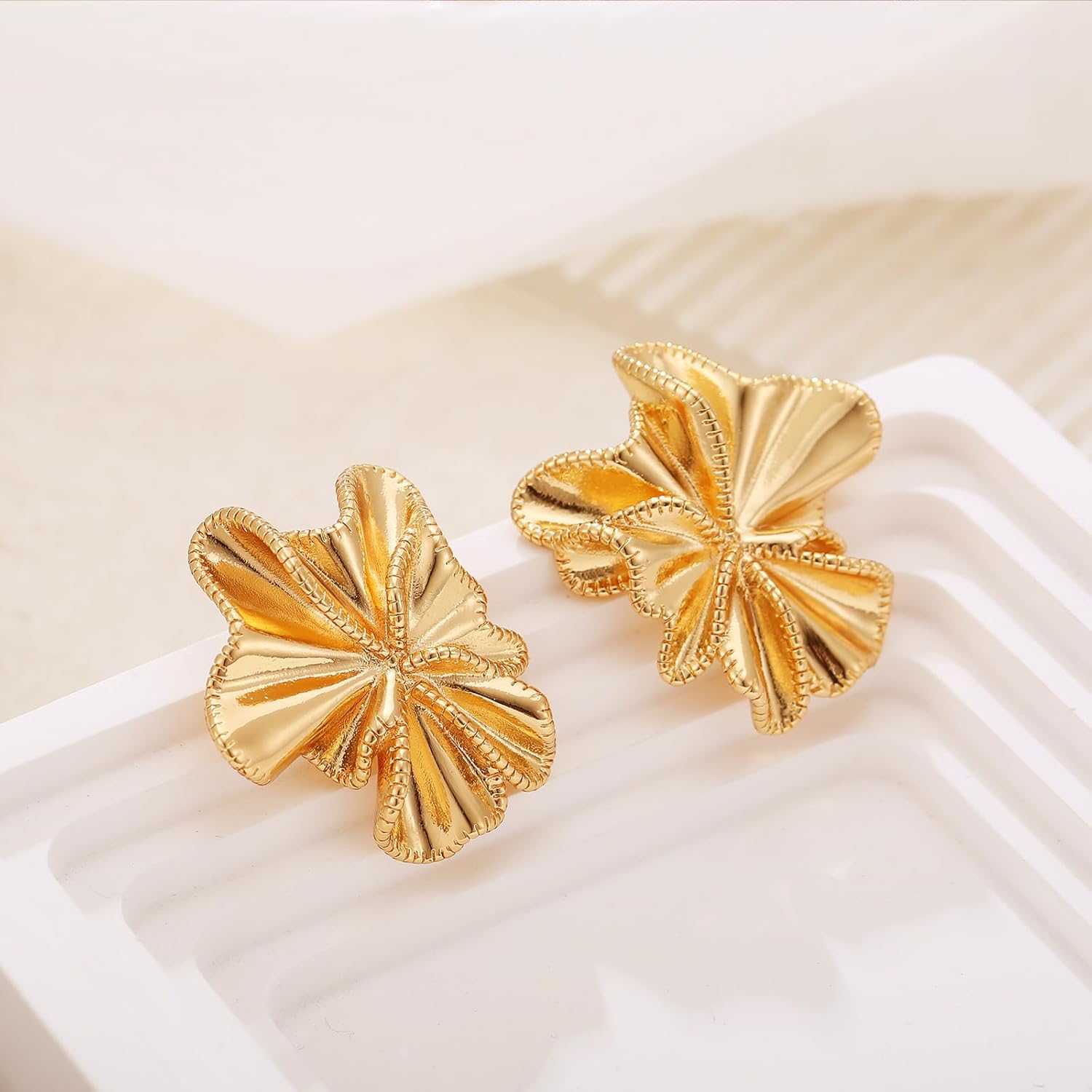 Large Gold Flower Earrings for Women Boho Statement Earrings Chunky Floral Earrings Summer Jewelry - Image 4