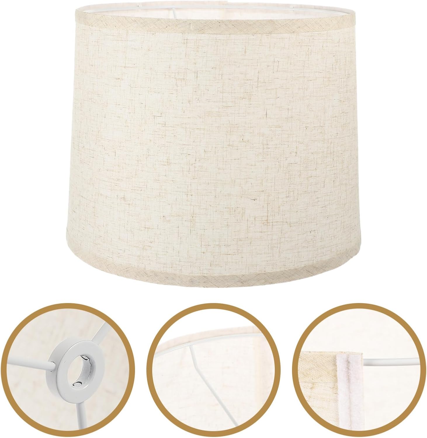 Didiseaon Light bulb bedside table office desktop lamps tabletop decor lamp drum cover skate bag ceiling replace bell shaped iron desk lamp shade Linen vintage Rustic Lampshade