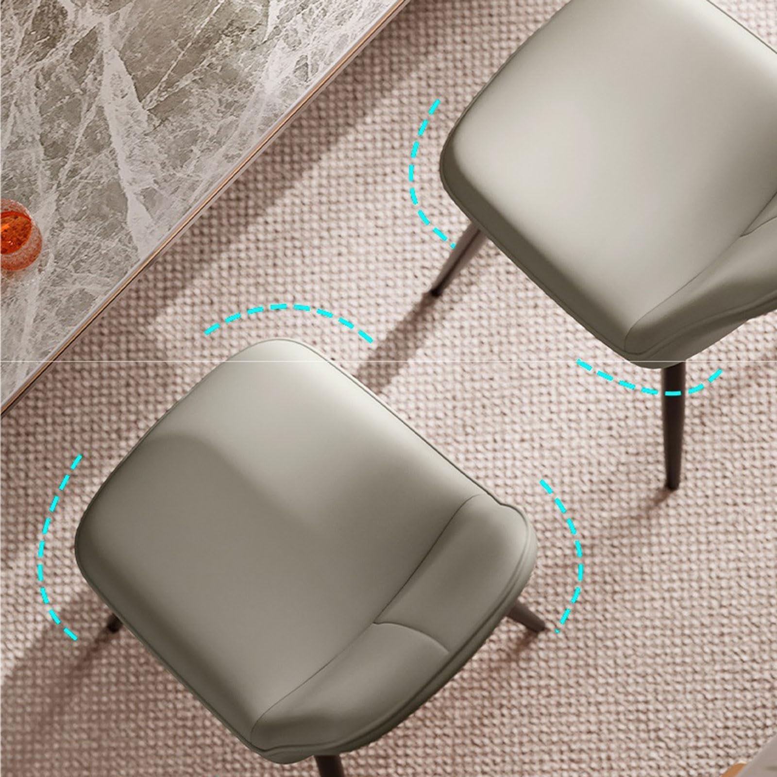 Sillas de Comedor de Respaldo Alto con Asiento ergonómico tapizado, Patas de Metal Negro, sillas auxiliares Modernas para Cocina y Sala de Estar.