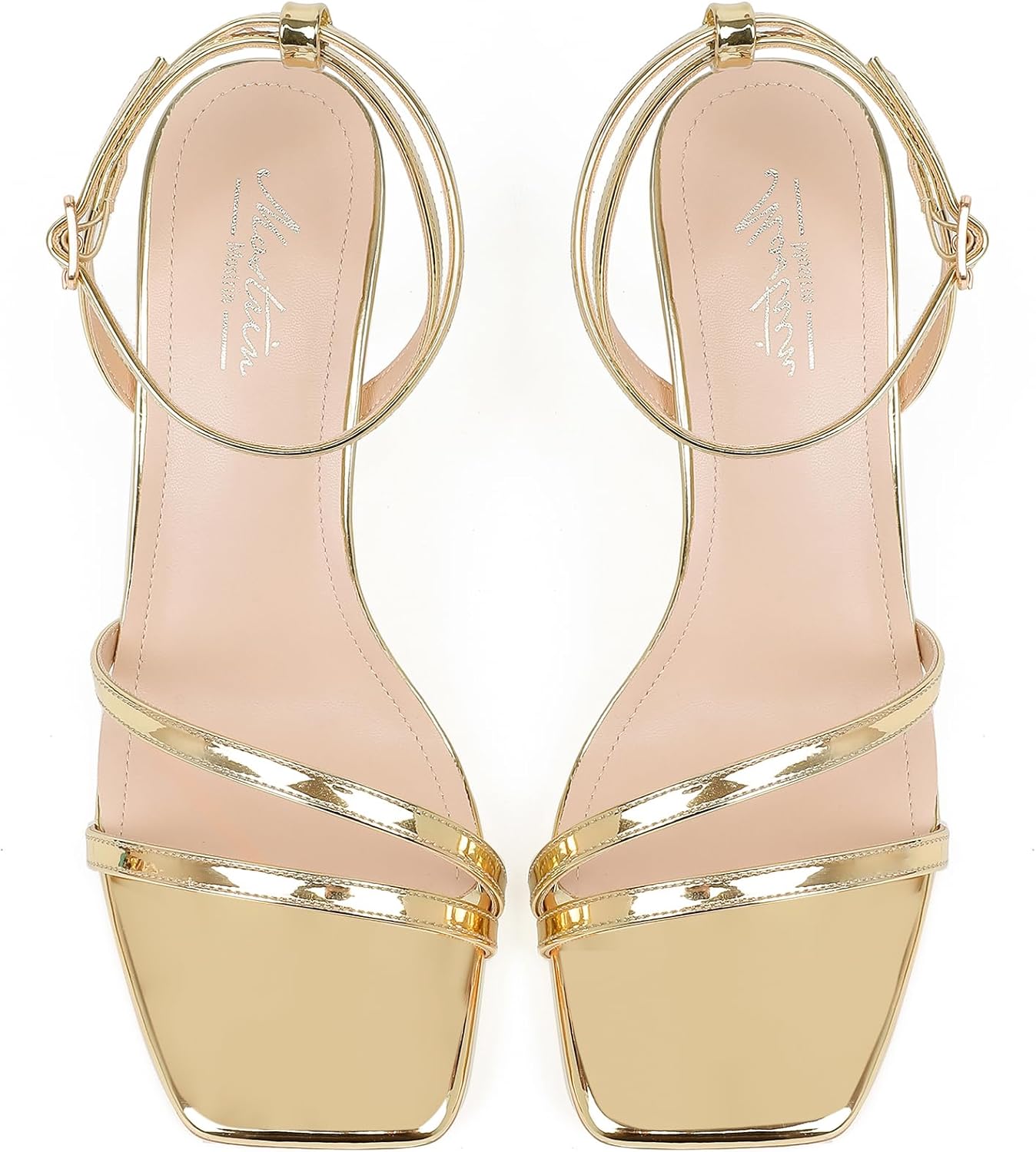 Mostrin Womens Sandals Strappy Heels for Women Ankle Strap Lace Up Square Open Toe Heels Tie Up Stiletto High Heeled Sandals for Prom, Party, Daily Wear - Image 4