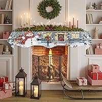 Vista 6 de Bufanda de chimenea de muñeco de nieve de Navidad, diseño de árboles de Navidad de invierno, copos de nieve, alce, chimenea, estante superior