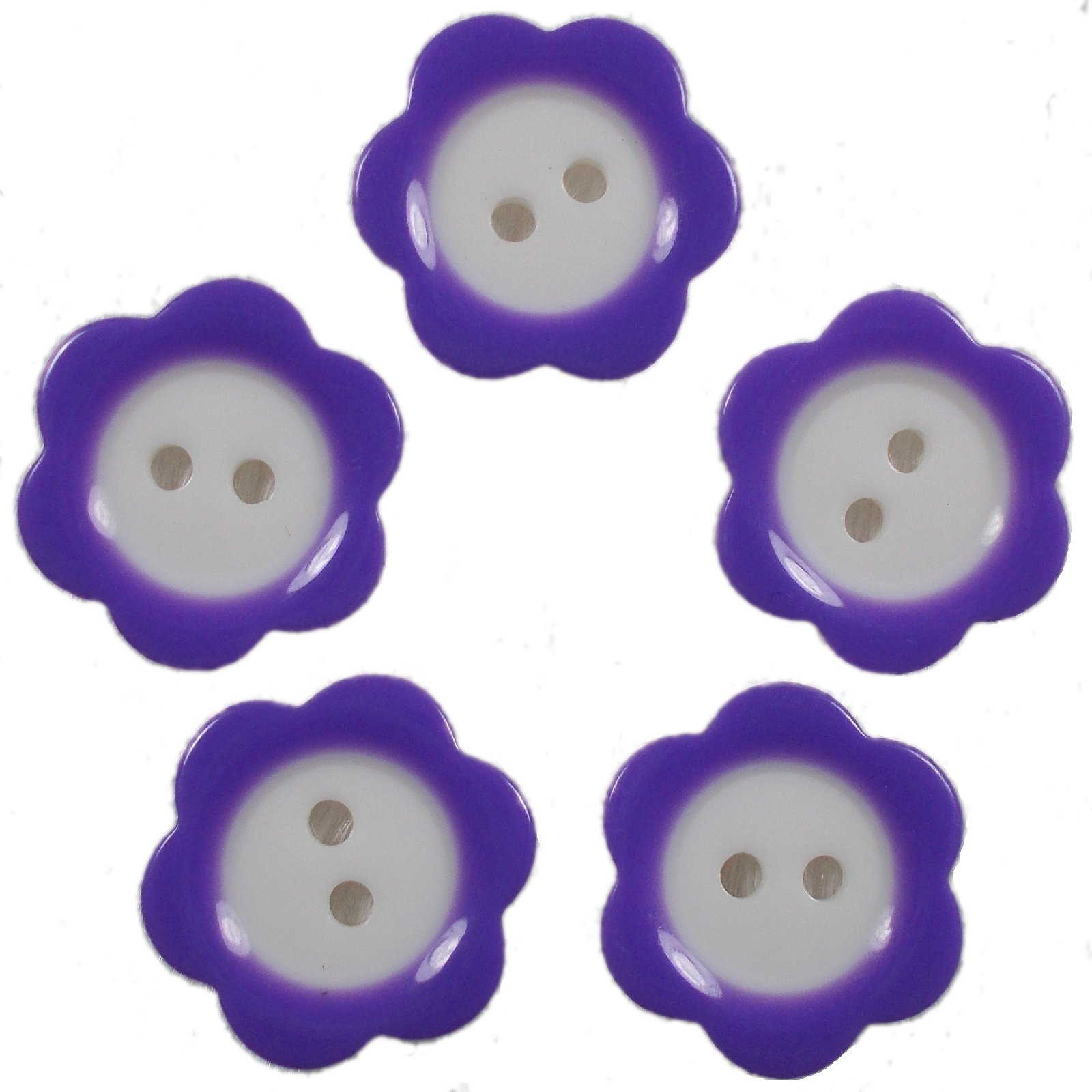 Colour Rim Daisy Flower Plastic Buttons 20mm (Purple, 5)