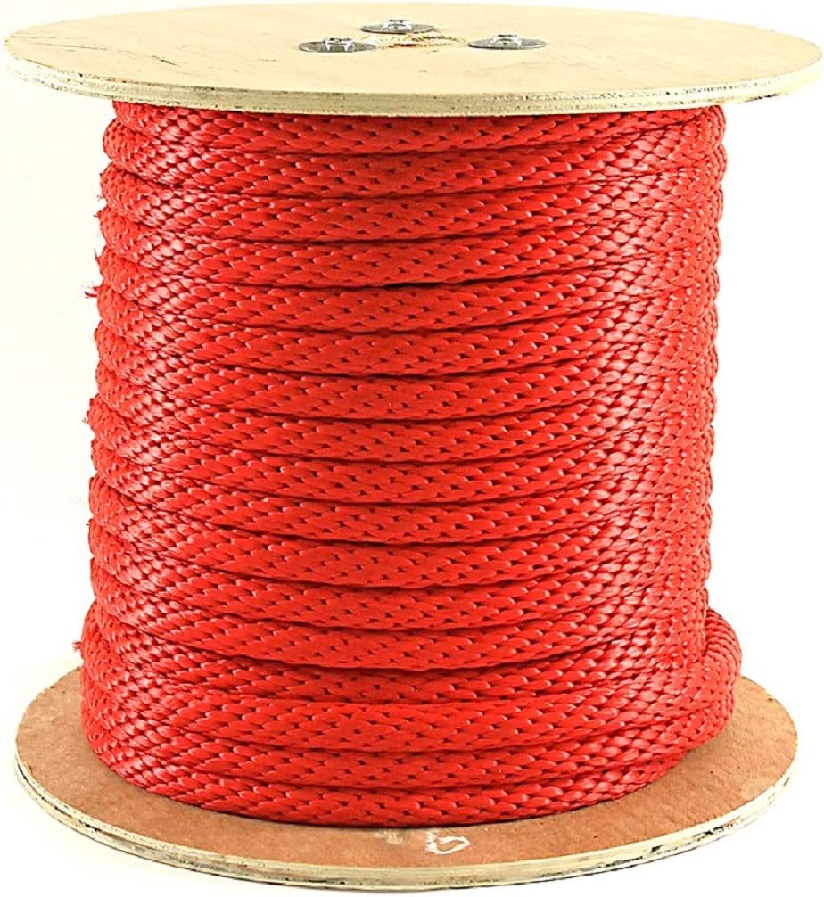 Rope King SBP-58140R Solid Braided Poly Rope - Red - 5/8 inch x 140 feet