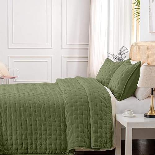 Miniatura 4 de Juego de edredón Queen de 3 piezas, juego de colcha reversible ultrasónica suave y cálida (90 x 90 pulgadas) con 2 fundas de almohada (20 x 26