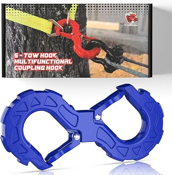 3/8 Tow Hook, Winch Hook for Off-Road Recovery, Towing Shackle 33000 Lbs, G80 Heavy Duty Strength Integrated Winch Quick Shackle, Blue