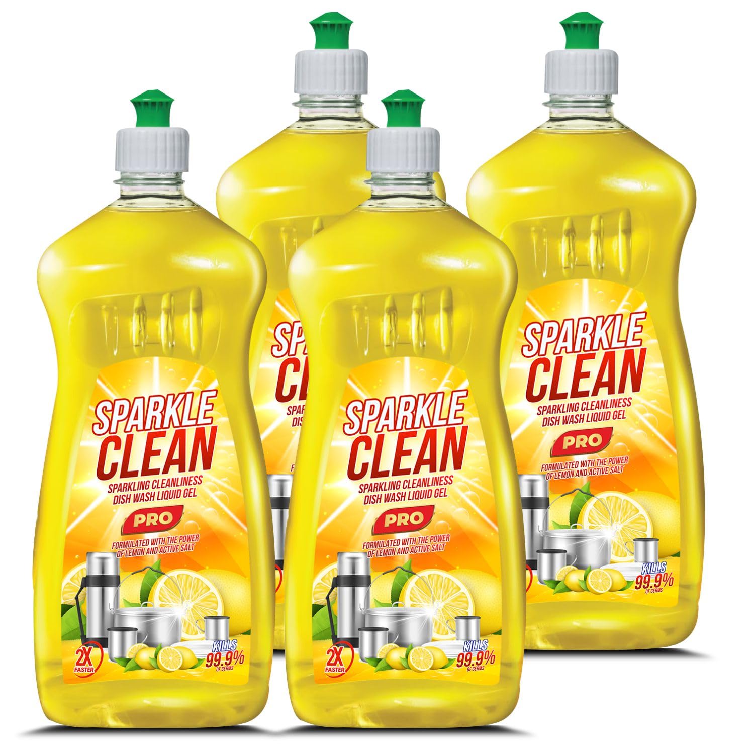 SparkleClean Dishwash Liquid Gel 1 Liter Pack 3 (3 Liter) Bottle Lemon, With Lemon Fragrance