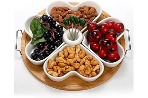 ZEAYEA 3-Piece Appetizer Serving Tray with Bamboo Holder