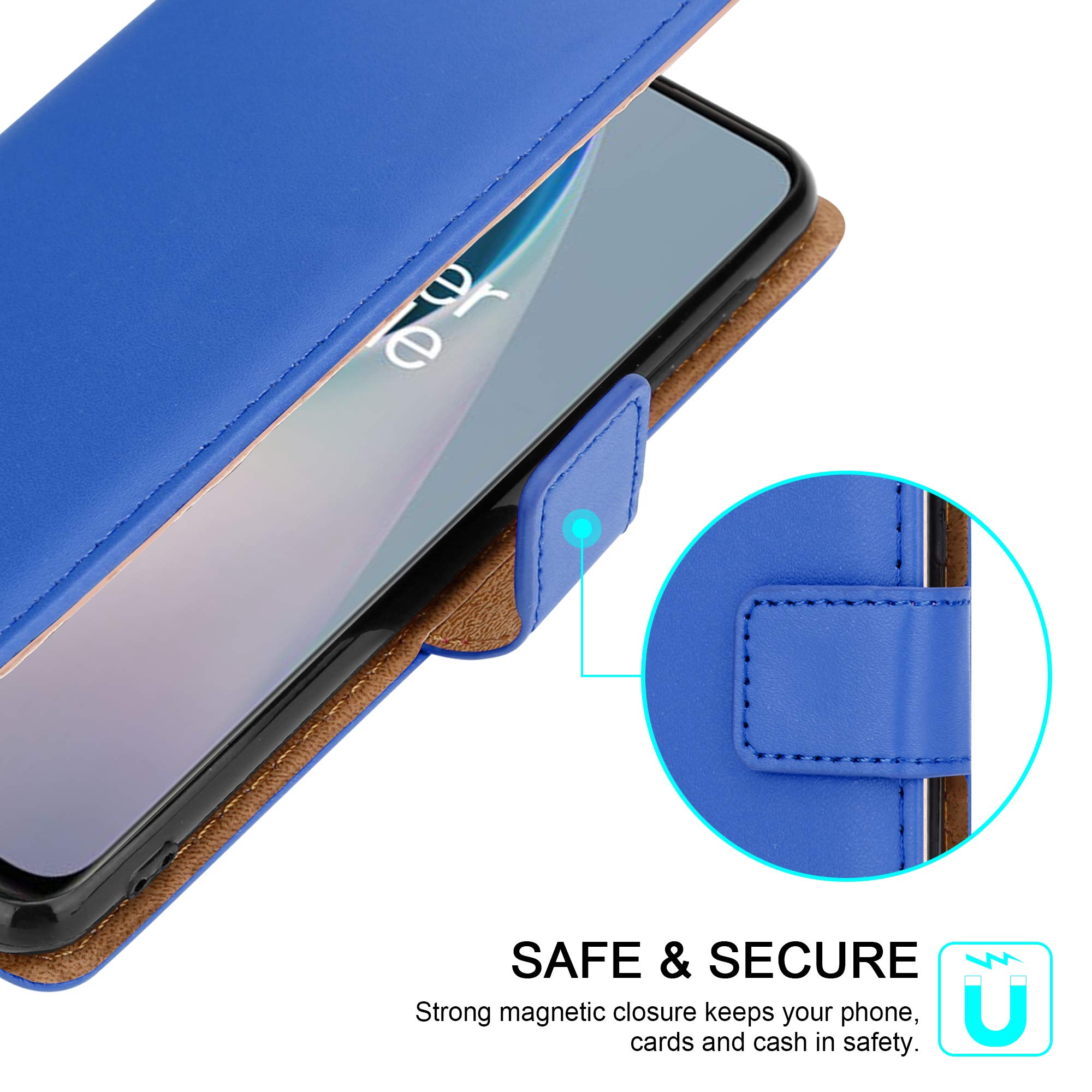 PIXFAB Custodia A Portafoglio Con Magnetica Per OnePlus Nord N10 5G, Pelle Sintetica Con Slot Carte E Supporto, Elegante E Sicura – Colore Oro