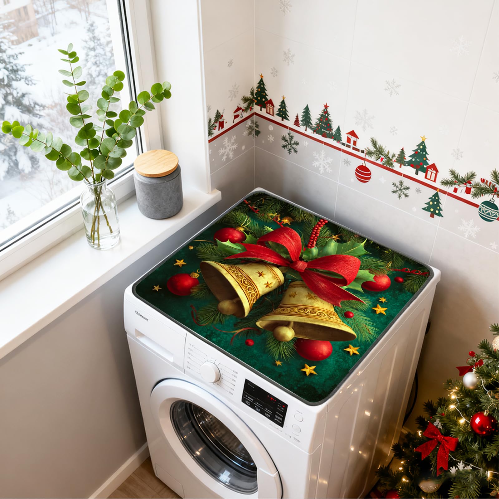 Nuxovilar Non-slip Washer &amp; Dryer Protector, 23.62"x19.68" Dust-proof Washing Machine Mat, Diatom Mud Polyester Dryer Top Pad for Laundry Room (YMi04192, 1Pcs)