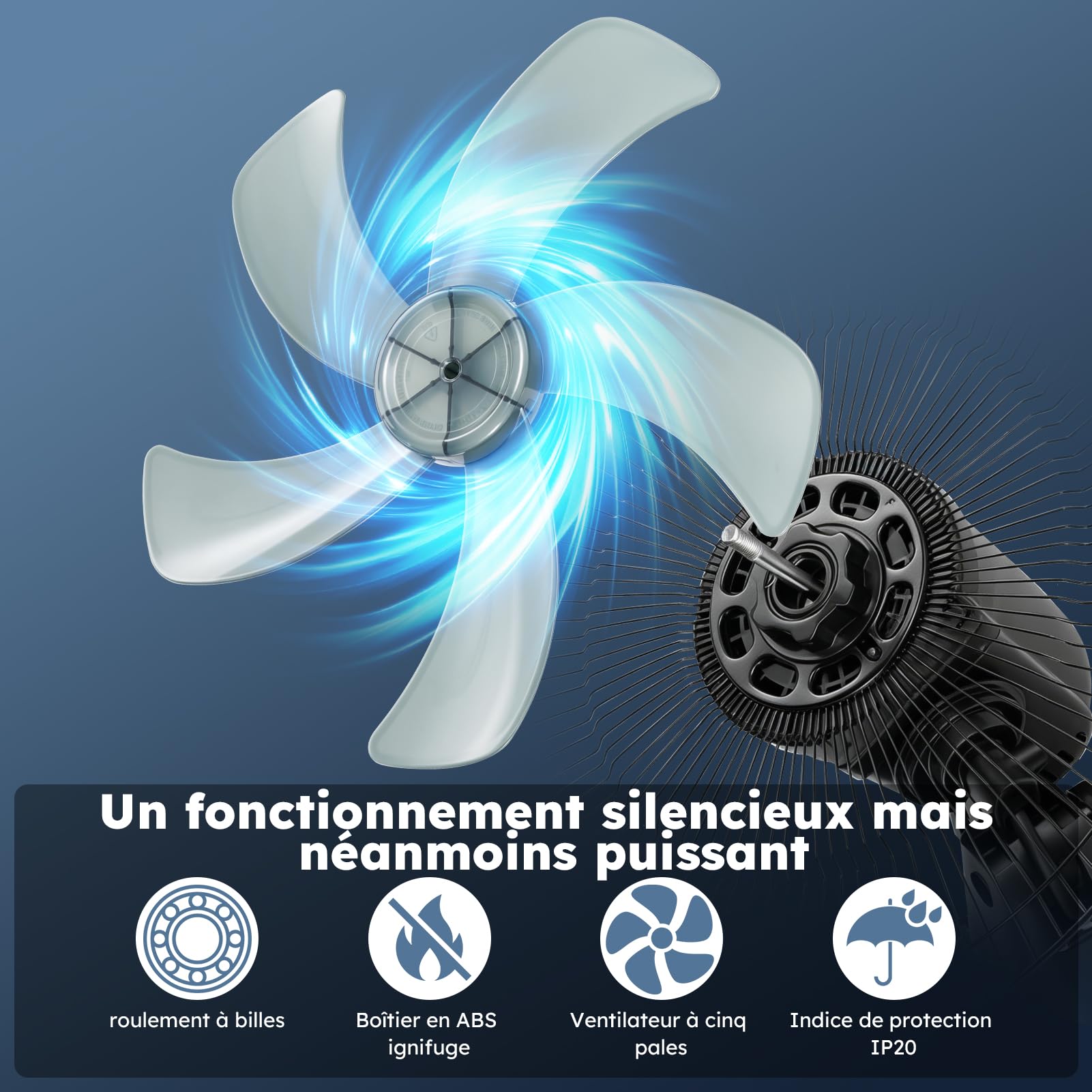 Ventilateur mural avec télécommande, 3 vitesses, oscillation à 90° et minuterie, silencieux pour chambre à coucher, bureau, salon