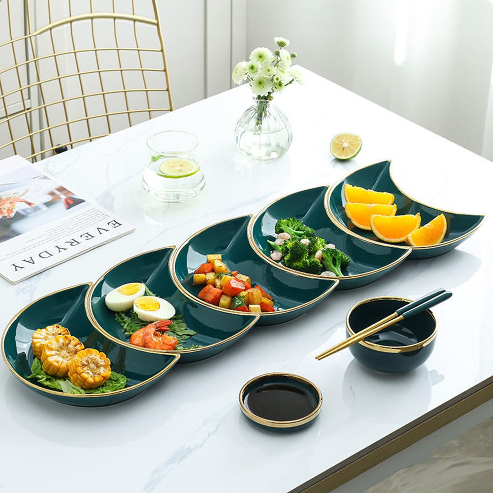 23-częściowe zestawy zastawy stołowej luksusowe ceramiczne domowe talerz obiadowy talerz księżycowy talerz, talerze i miski naczynia pałeczki dla 6 osób porcelanowy zestaw naczyń