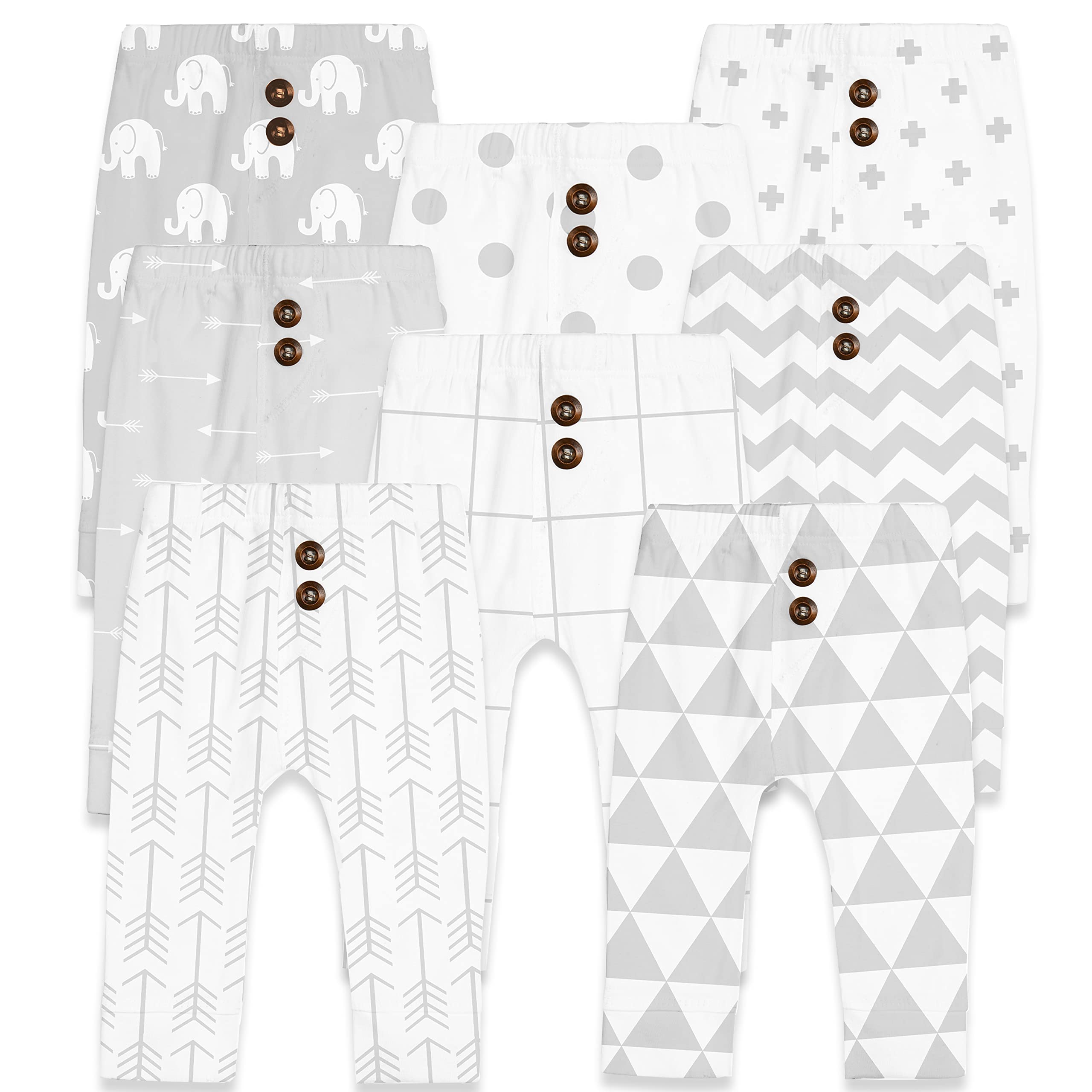 Cotton Baby Pants Set for Toddler Boys Girls 8 Pack Toddler Leggings 6-9 Months Grey