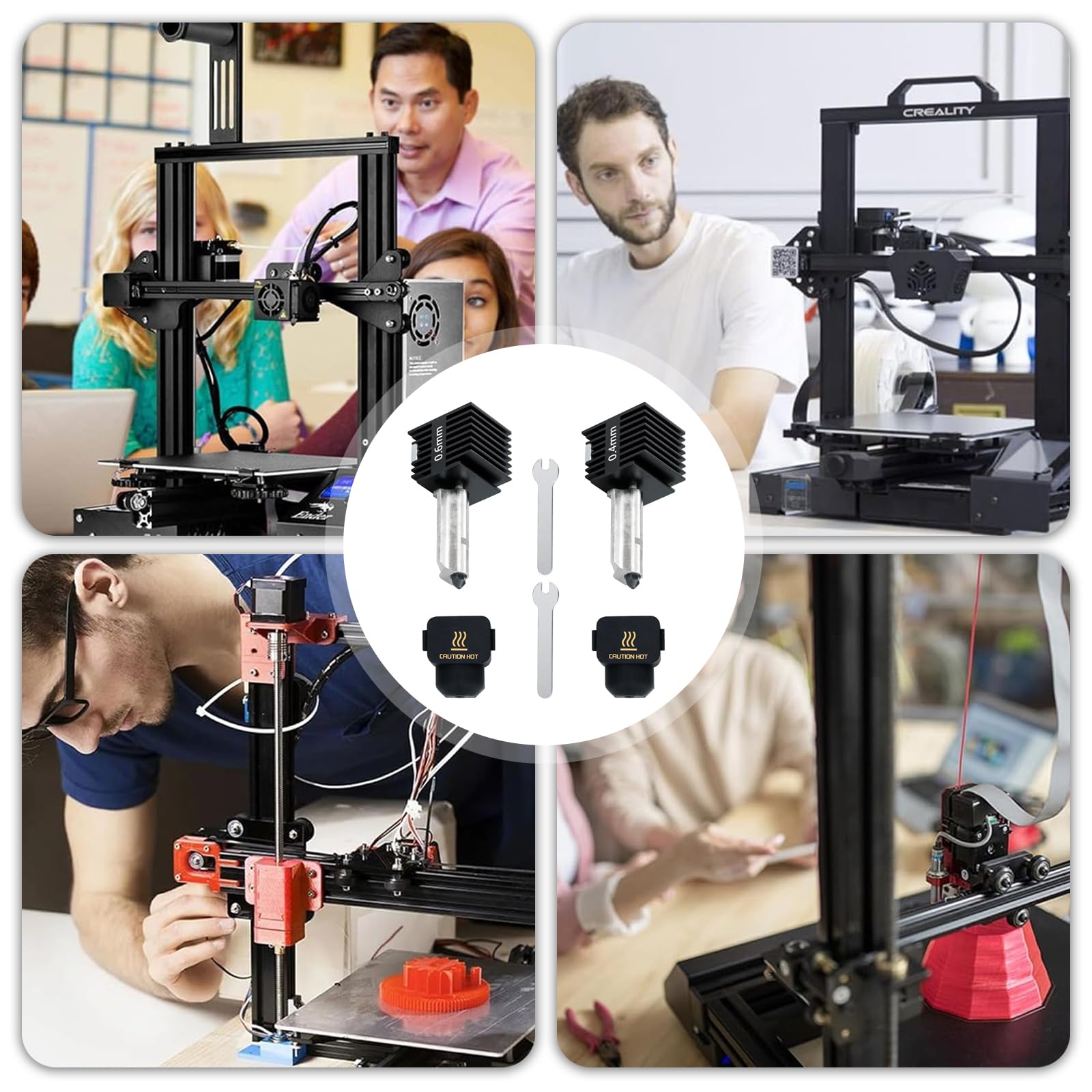 2 sztuki 0,4 mm + 0,6 mm Hotend Kit do Bambu Lab A1/A1 Mini, Upgraded Hotend Kit do drukarki 3D Bambu Lab A1/A1, zestaw Hot End, dysza 0,4/0,6 mm z hartowanej stali i silikonowej skarpety