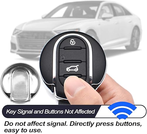 Miniatura 6 de MECHCOS Compatible con Mini Cooper Clubman Countryman F54 F55 F56 F57 F60, Funda para llave con 3 o 4 botones, de TPU plateado, con soporte para