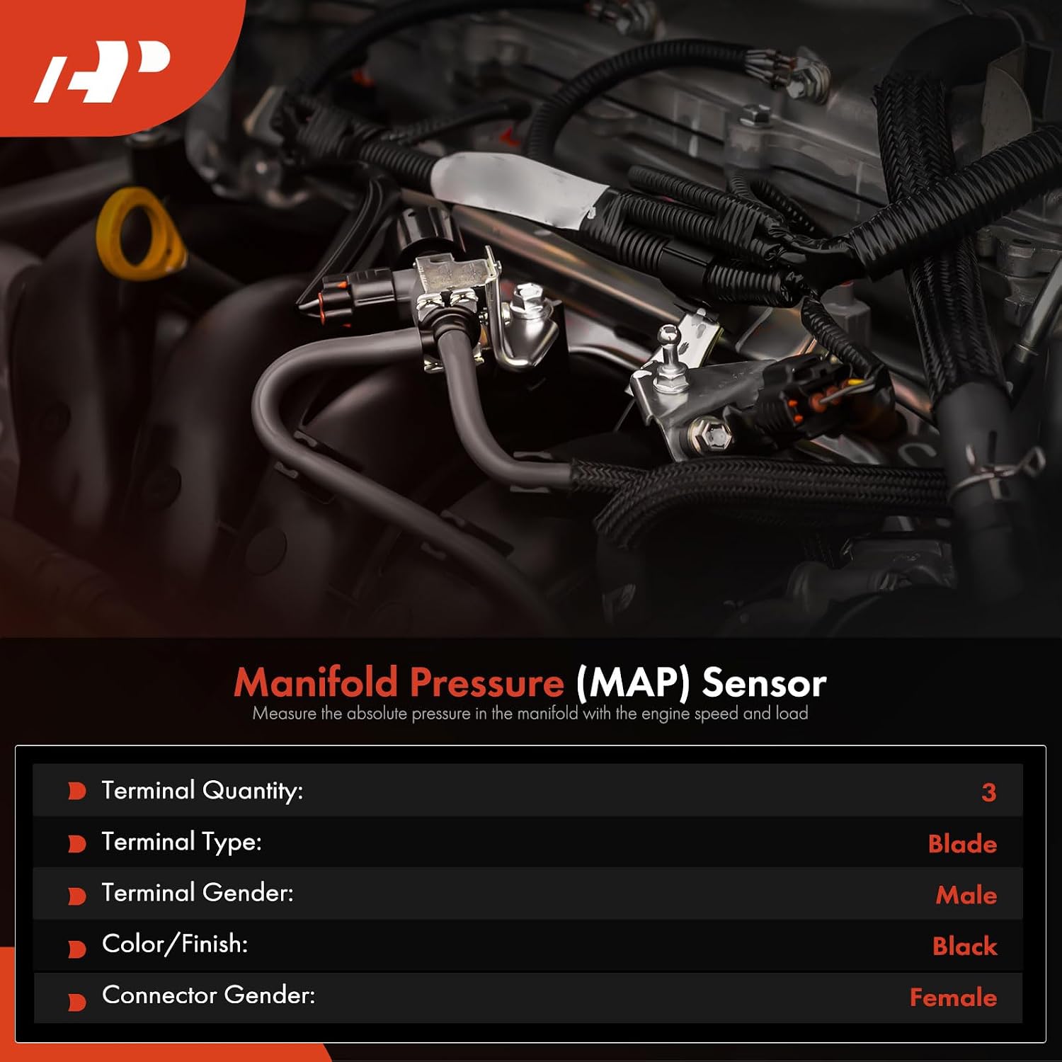 A-Premium Manifold Absolute Pressure Sensor [3 Pins] Compatible with Fiat 500 2012 2013 2014 2015 2016 2017, 1.4L