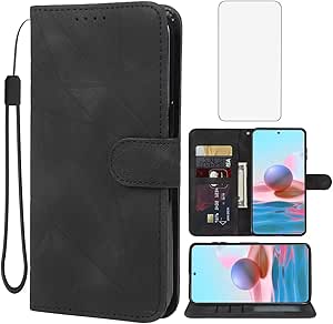 Vauki Coque Cuir Pour Xiaomi Redmi Note 10 4G/10S 4G 6.43" Avec 1 Verre Trempé Etui à Rabat En PU Porte-Cartes Portefeuille Support Flip Housse Magnétique Antichoc Anti-Rayures Case,Bleu
