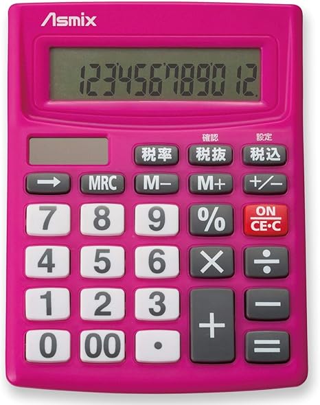 Amazon アスカ 電卓 税計算 C1234p ピンク 12桁 ビジネス電卓 文房具 オフィス用品