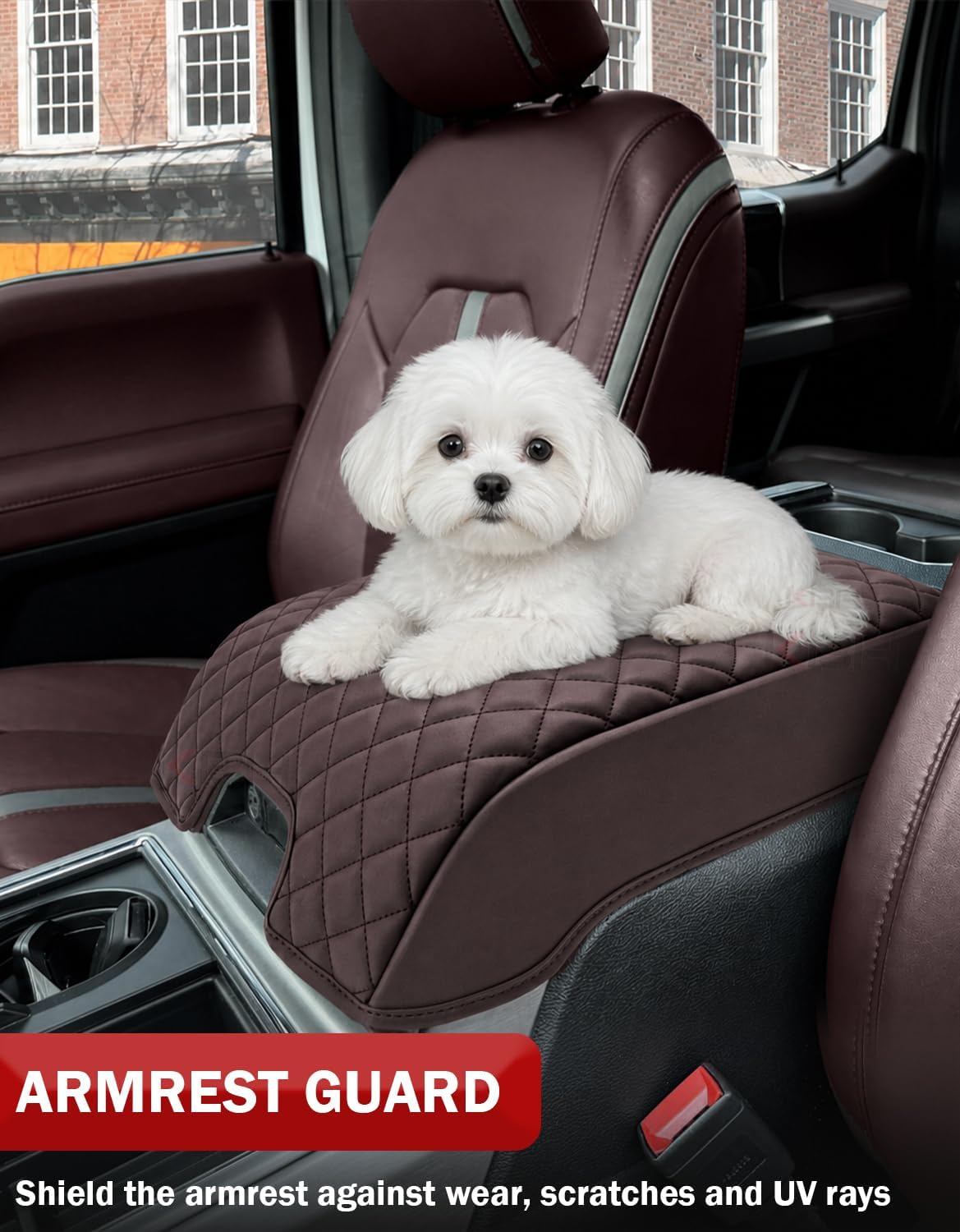  Center Console Armrest Cover for 2015-2020 Ford F150 Platinum, 2017-2022 F250-F550, 2018-2024 Expedition, Bucket Seat, PU Leather Arm Rest Cushion Pad, Anti-Scratch (Not for Other Models) thumbnail