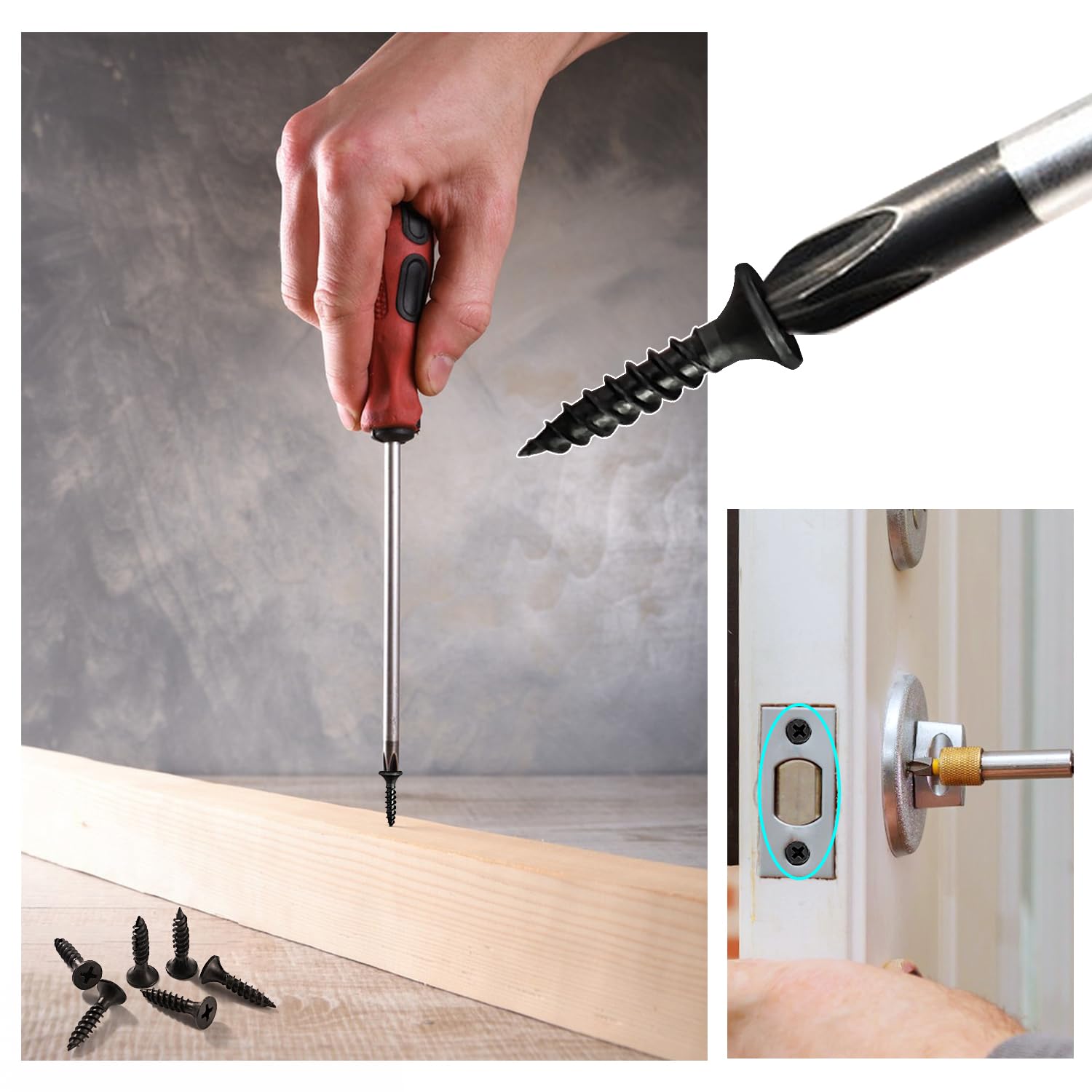 VooGenzek 130 Pezzi M3.5 * 20 mm Viti Autofilettanti a Filettatura, Viti Testa a Croce Piatta, Vite per Cartongesso a Testa Svasata, per Cartongesso, Nero