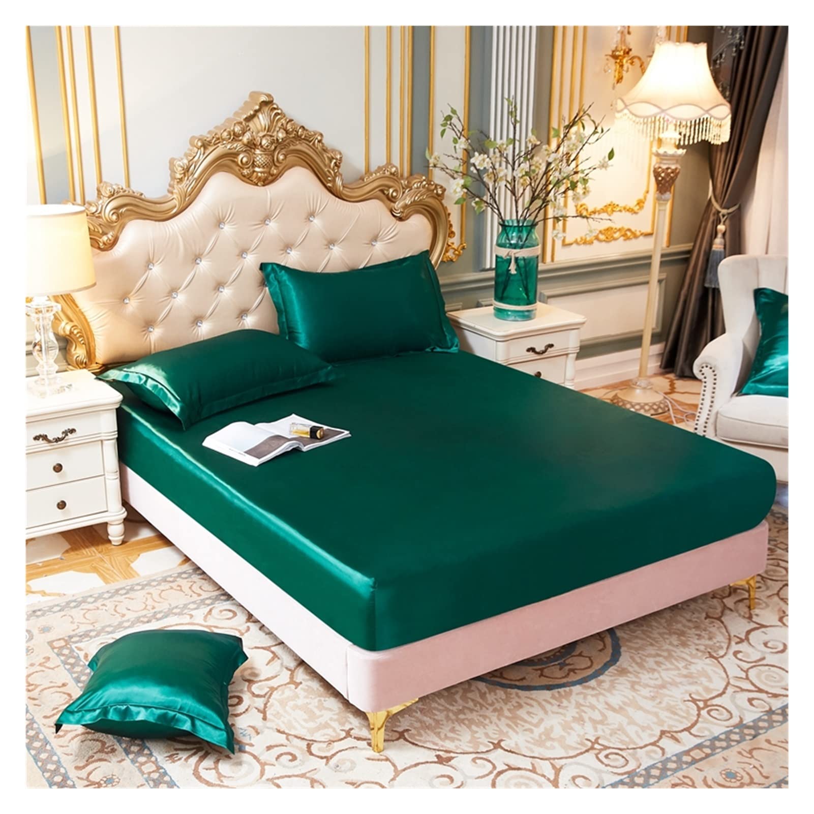 Drap d'été en soie glacée multicolore drap-housse satin de soie 140x190x20cm