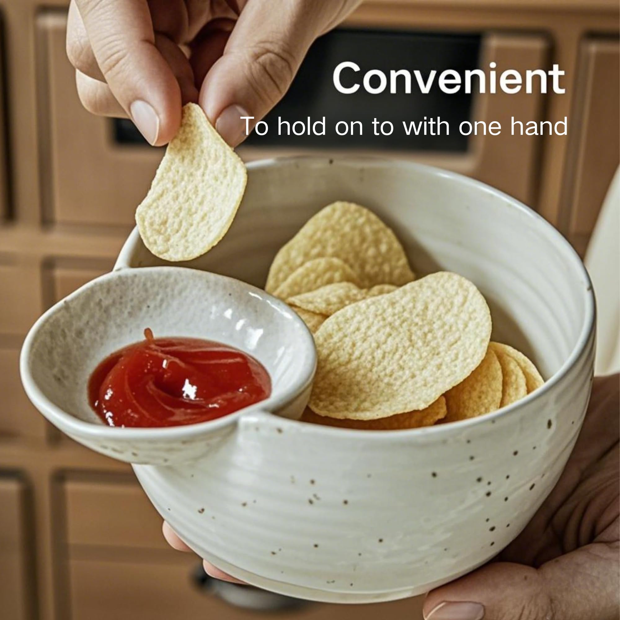 Ausomen 5.75'' Ceramic Chip and Dip Serving Set, Tiered Serving Bowl Set for Parties, Small Mixing Bowl Sets, Appetizer Serving Set for Snack, Veggies, Dumpling, Fruit, Soup, Entertaining, Hosting