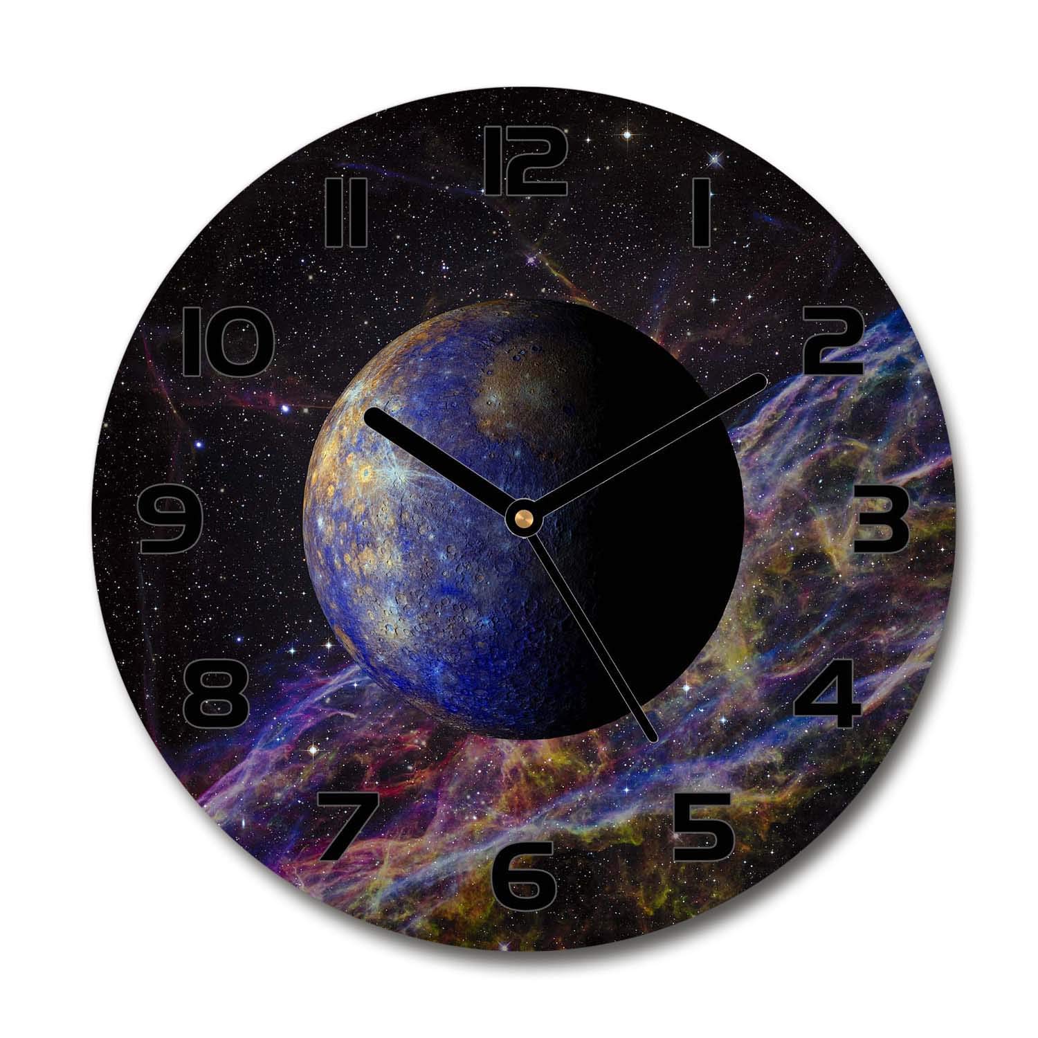 Horloge en verre 60x60cm Tulup - Pendule silencieuse mercure design
