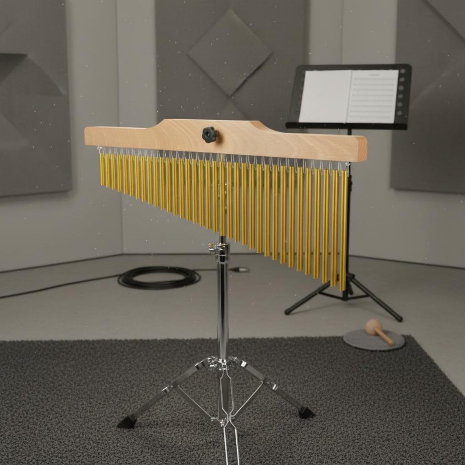 Plata Campana de Viento Barras Instrumento de Percusión Orquesta Chimes 36 Barras Tubos de Aleación de Aluminio Barra de Madera Sonido Resplandeciente, Dorado