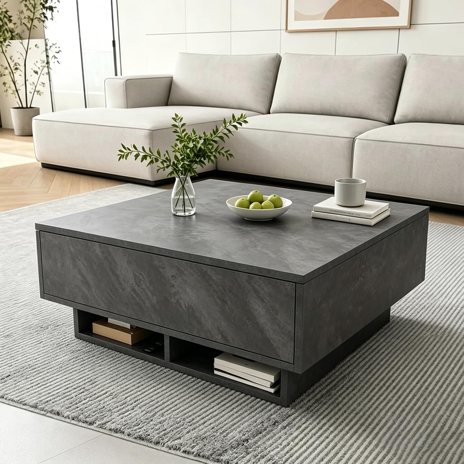 Amazon.co.jp: LBFXQ ローテーブル 正方形 幅80×奥行80cm 高さ32cm