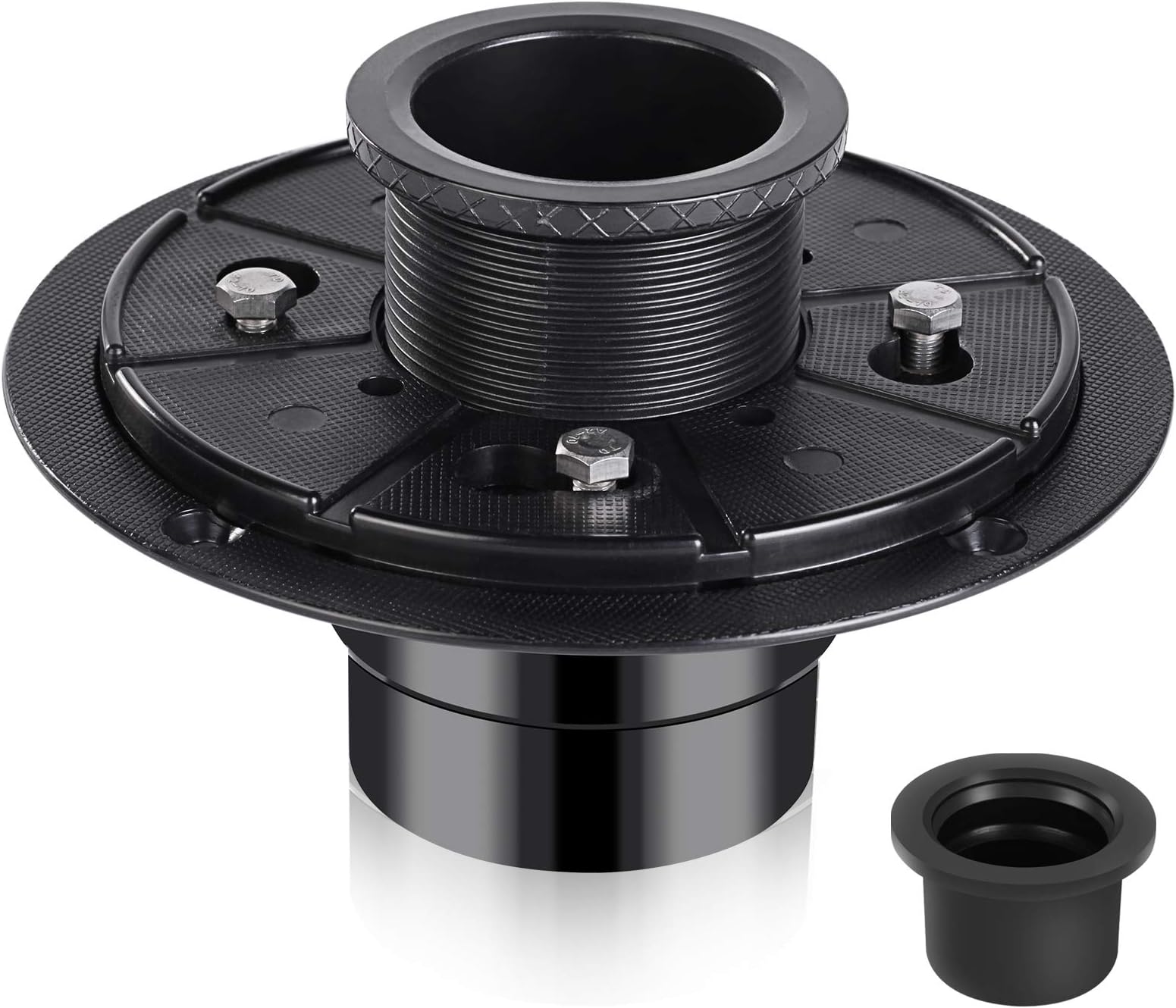 BARONAGE Shower Drain Base Flange Kit ABS Base, 2 inch Adjustable Thread Adapter with Rubber Gasket for No Hub Linear & Square Drain Installation