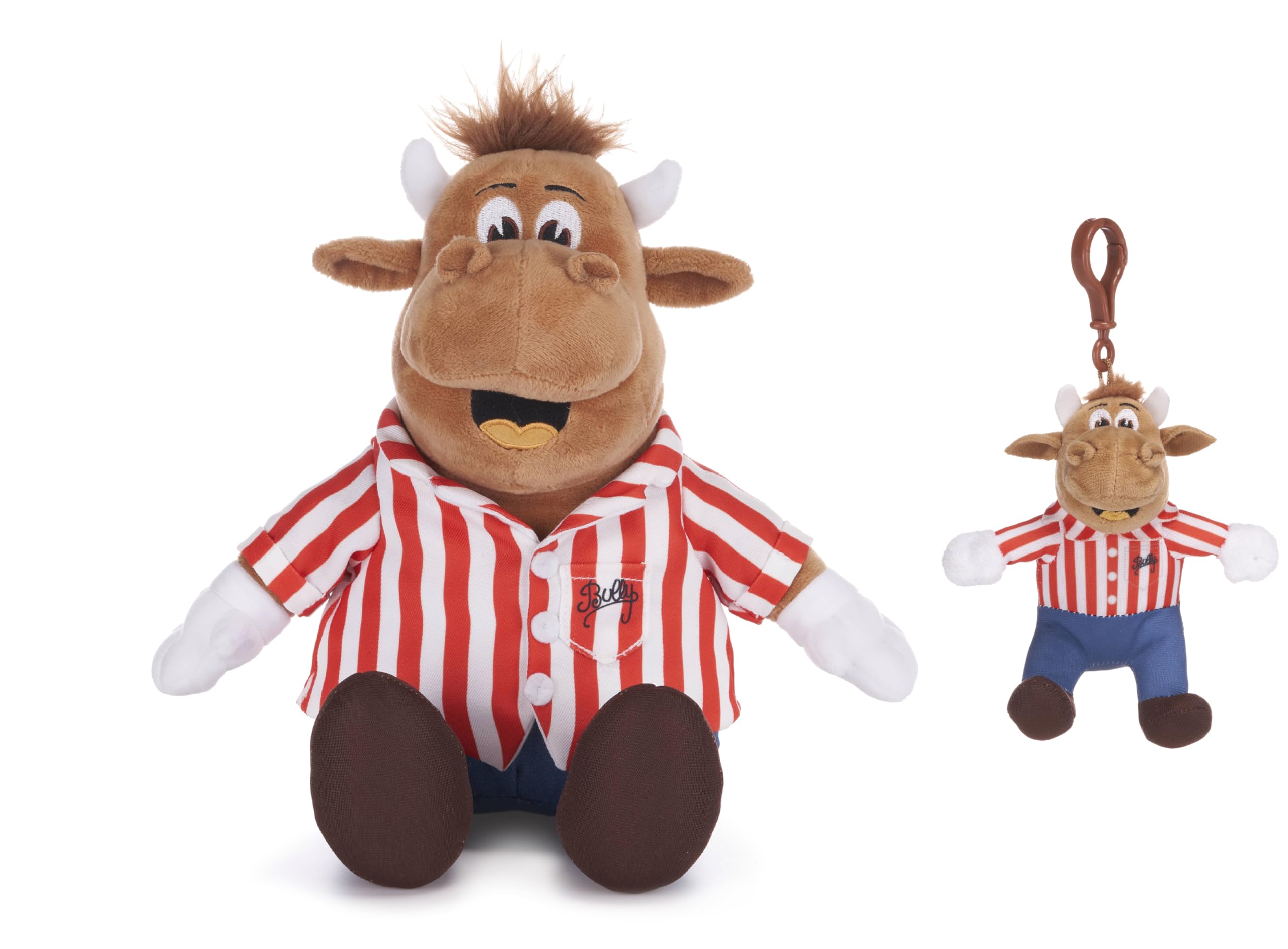 Bullseye 10" / 25cm Bully Soft Plush Toy and Plush Bag Clip Set