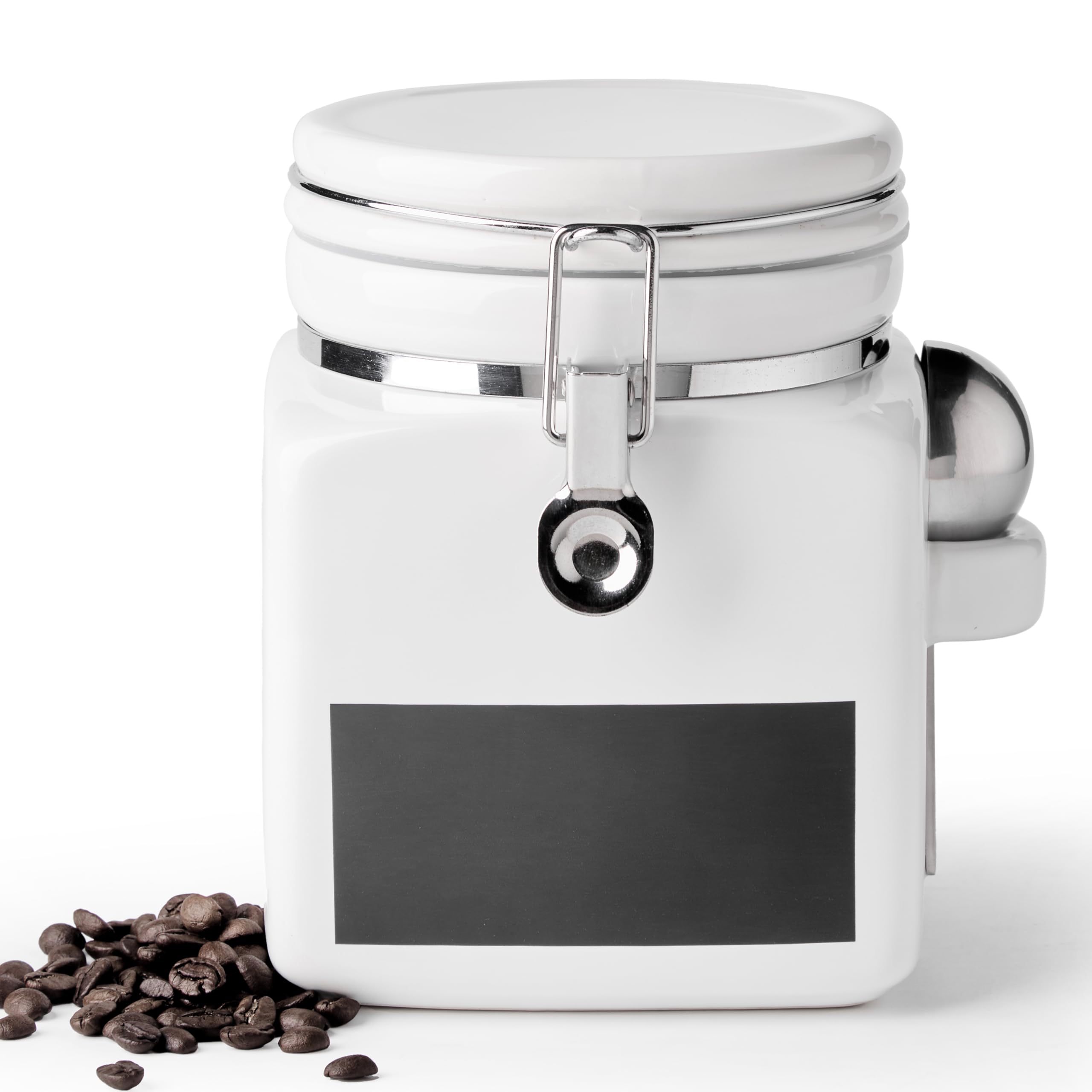 MIECOO MIECOO Ceramic Coffee Canister with Airtight Lid and Scoop, Large 74 Fl Oz / 2.2 L Kitchen Food Storage Container Jar for Grounds Coffee, Beans