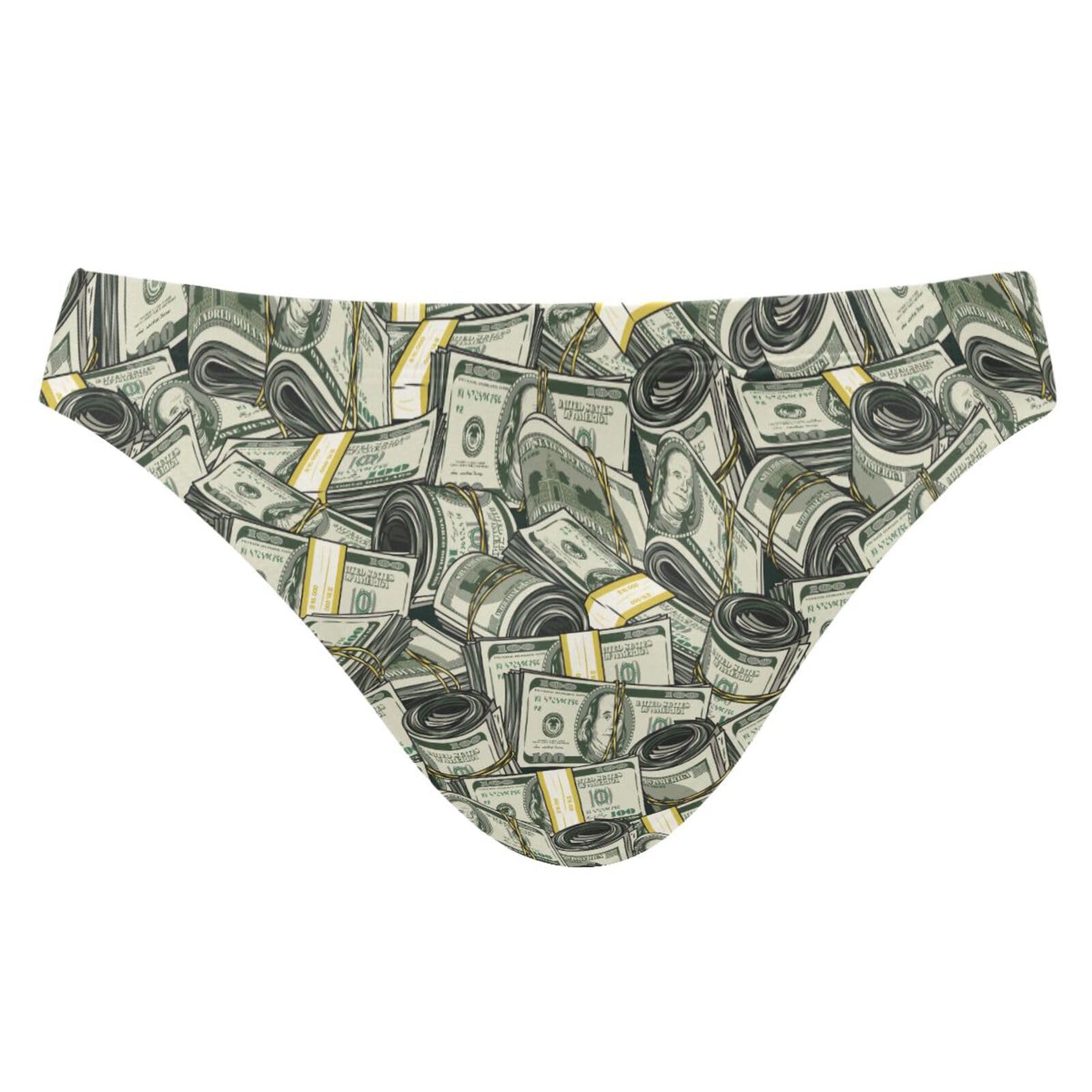 JHKKU Men's Sexy Swim Briefs Money Dollar Swimsuit Beach Swimwear Bikini Sport with Drawstring M