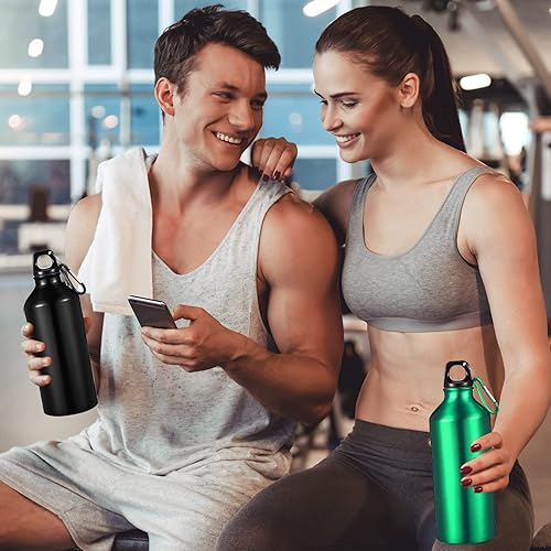 Miniatura 5 de CHENGU 10 botellas de agua de aluminio de 20 onzas, reutilizables, ligeras, a prueba de fugas, botellas de viaje deportivas de aluminio con hebilla