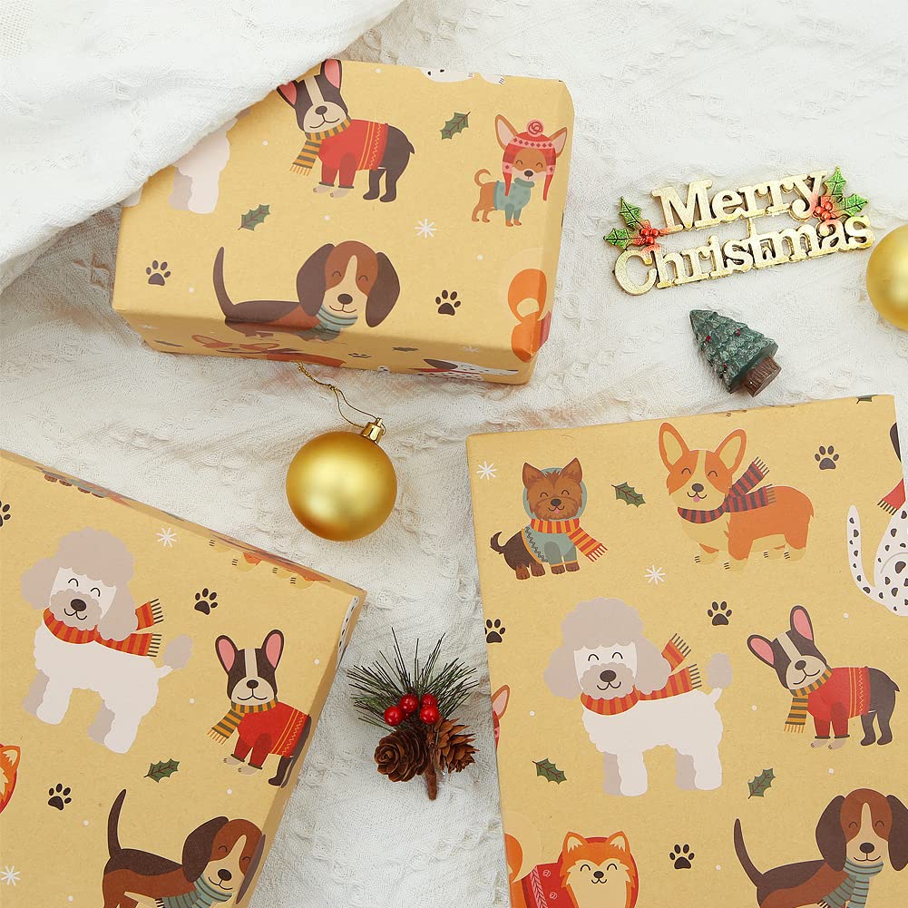 Carta Regalo Natalizia Con Gatti: 4 Fogli In Carta Kraft Per Amanti Dei Gatti, Design Unico