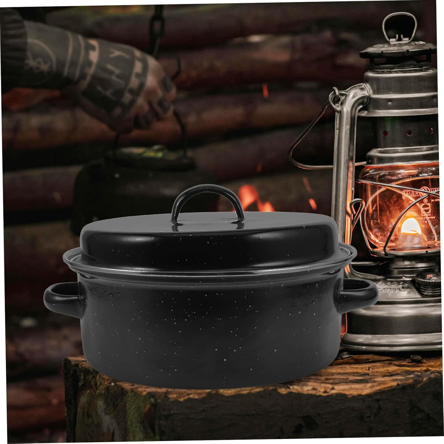 Enameled Roasting Pan with Lid Durable Roasting Pot for Sweet Potatoes Chicken More Safe Double Handles Versatile Cooking Supply for Home Camping Restaurants