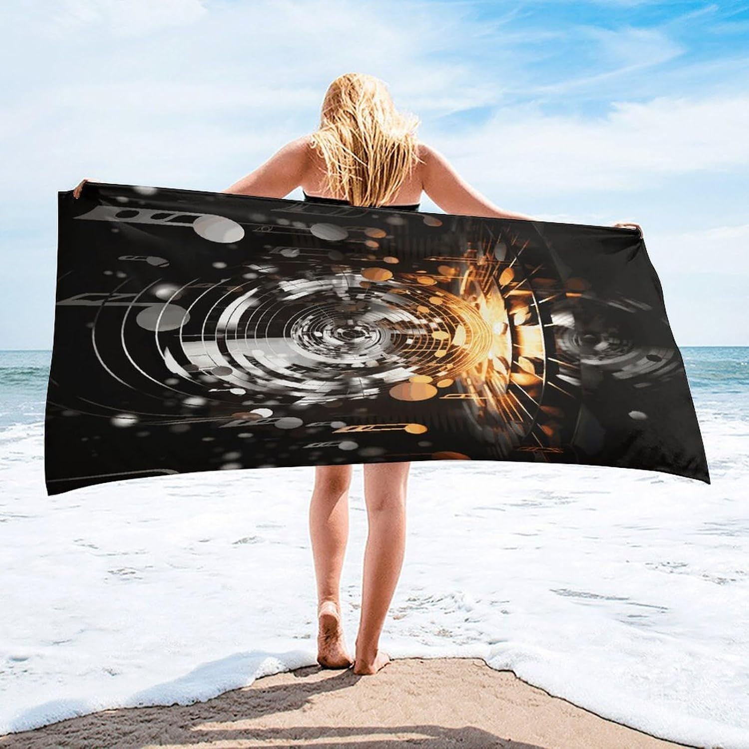 Musical Theme Music Clefs Towel Vacation Accessories Essentials Soft Lighterweight，Bath Towel for Adults Women Men，Bath Towels Gift for All Occasions, Machine Washable.