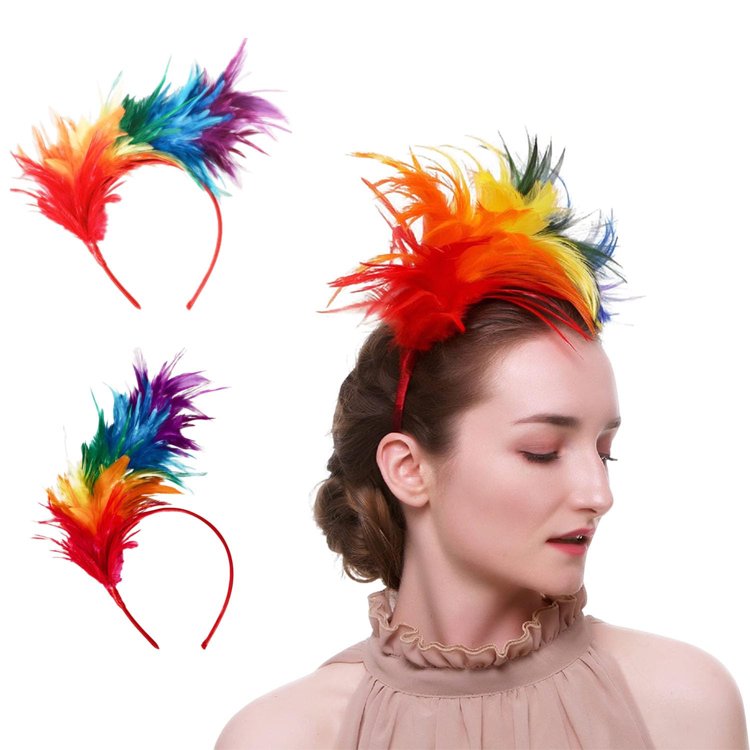 Feather Fascinator Halloween Headband Costume Accessories Women Feathers Headbands for Halloween Party Favors