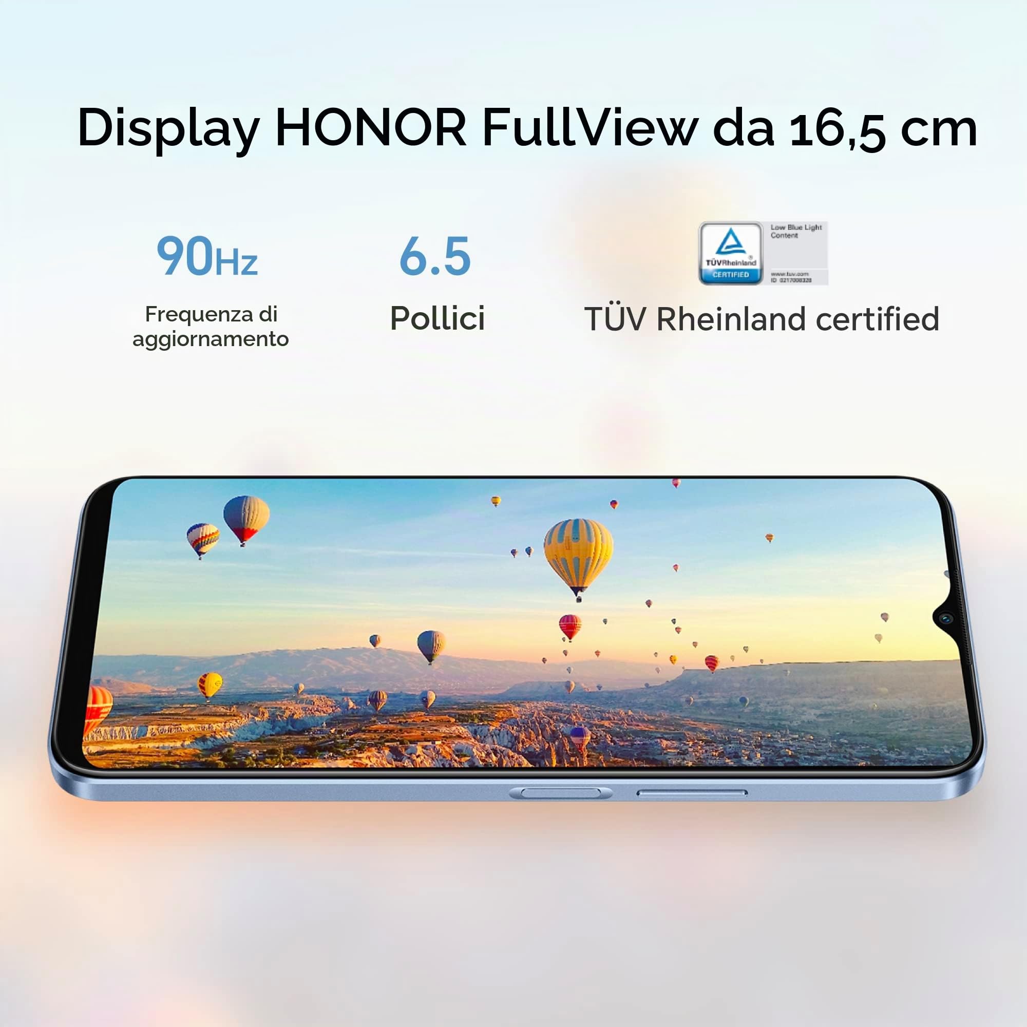 Honor 70 Lite, Smartphone 5G, 4GB+128GB, 6,5" 90Hz Display FullView, 5000mAh, Android 12, Dual SIM, Midnight Black