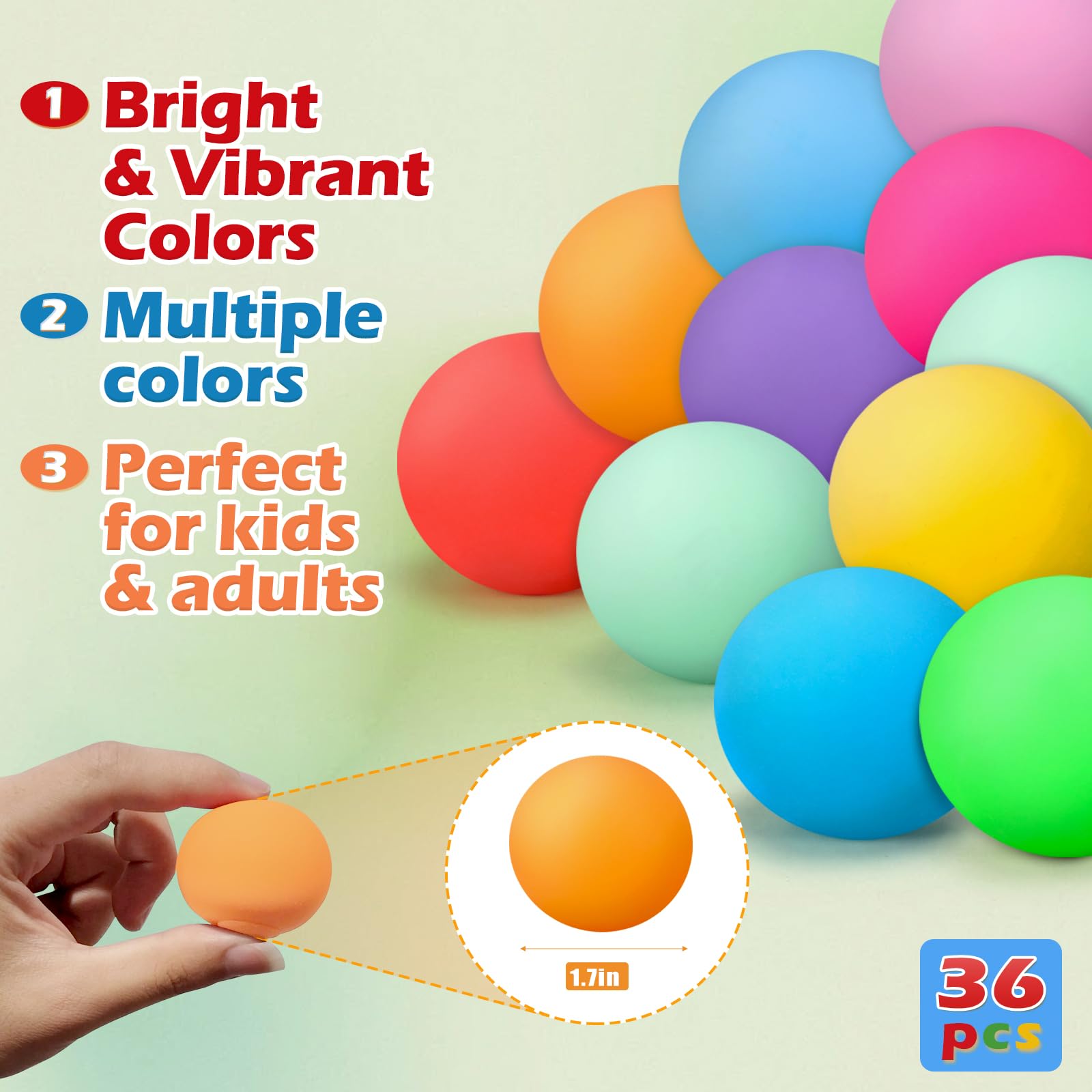 36 PCS Stress Balls for Adults and Kids Fidget Toys Party Bag Fillers for Kids Squeeze Balls Sensory Fidget Toy Soft Squishy Ball for Anxiety Stress Relief - Image 4