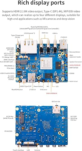 Vista 3 de Orange Pi 5 Plus 32 GB con 256 GB eMMC Rockchip RK3588 8 Core 64 Bit Single Board Computer, 2.4GHz Frecuencia WiFi Bluetooth Run Orange Pi