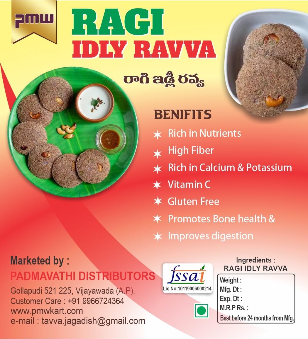 Pmw - Ragi Idli Rava 500g(Pk of 3)- Easy to Make Rich in Calcium, Protein, Fiber & Minerals Healthy Breakfast | Made Easy & Soft Idli-picture-23