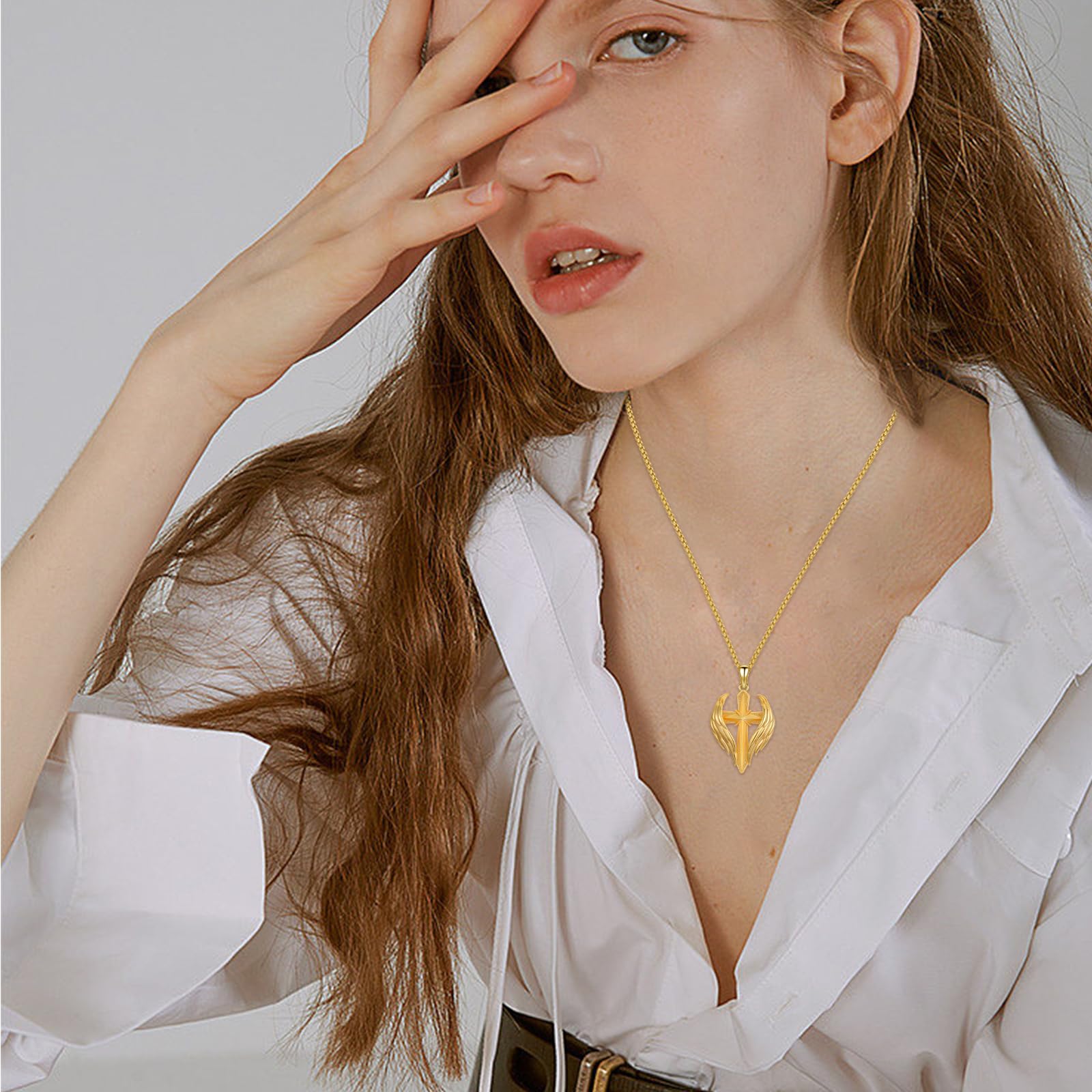 Cadena de cruz de plata de ley 925, colgante de crucifijo, joyas para hombres y mujeres, con cadena de acero inoxidable
