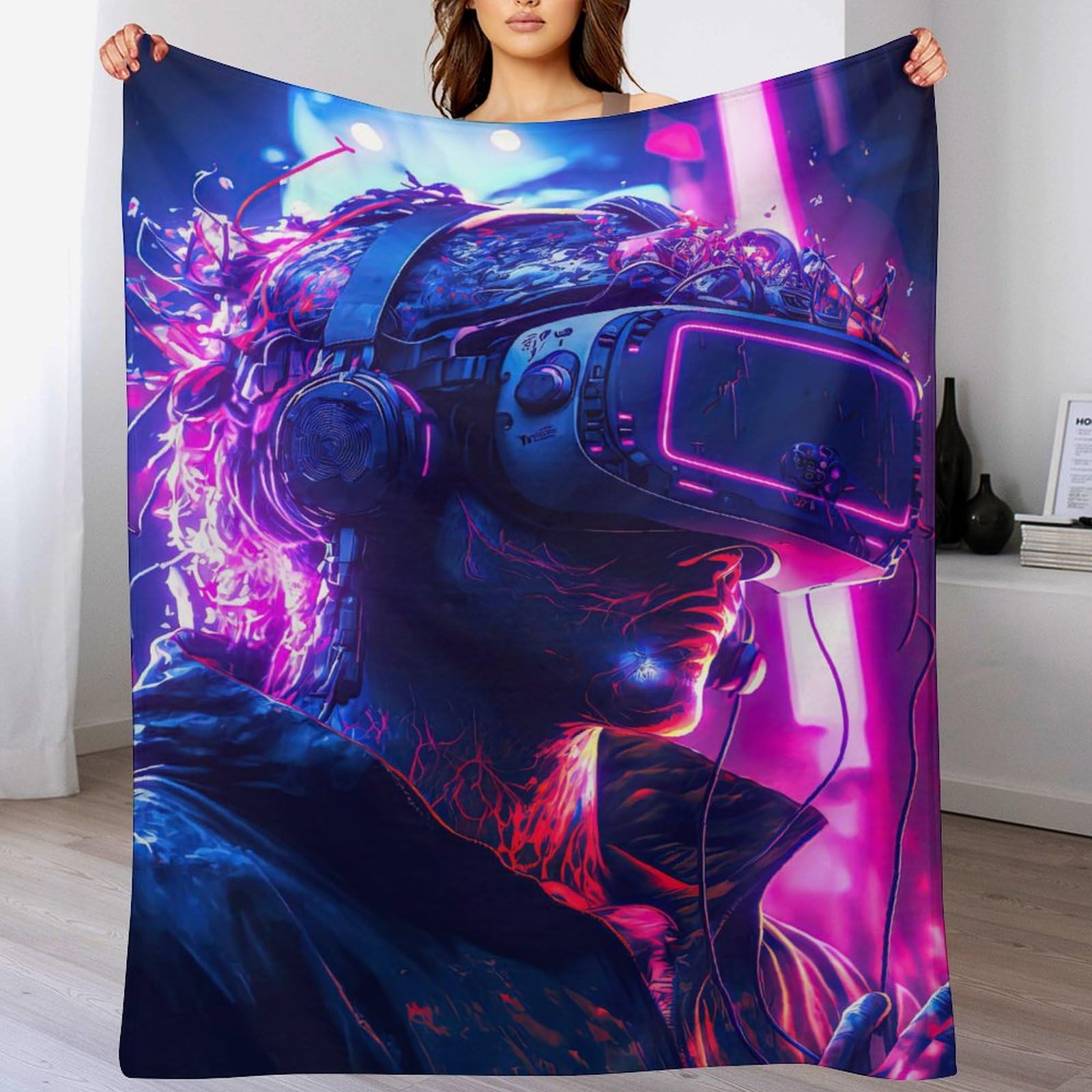 Couverture en polaire jeux de réalité virtuelle pour soirées gaming confort sur canapé