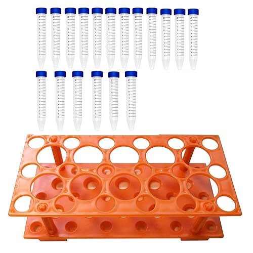 Tubos de centrífuga de 0.5 fl oz, tubos cónicos TEKEFT con tapas de rosca, tubos de centrífuga de polipropileno estéril, marcas graduadas de fondo